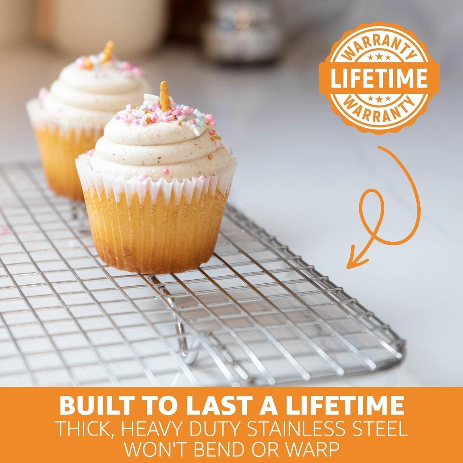 Priority Chef 18/8 Stainless Steel Cooling Rack, Heavy Duty Baking Rack For Oven Cooking, Fits Quarter Sheet Pan, Wire Rack For Cooking, Bacon, Cookie Cooling Rack, 8.5 x 12