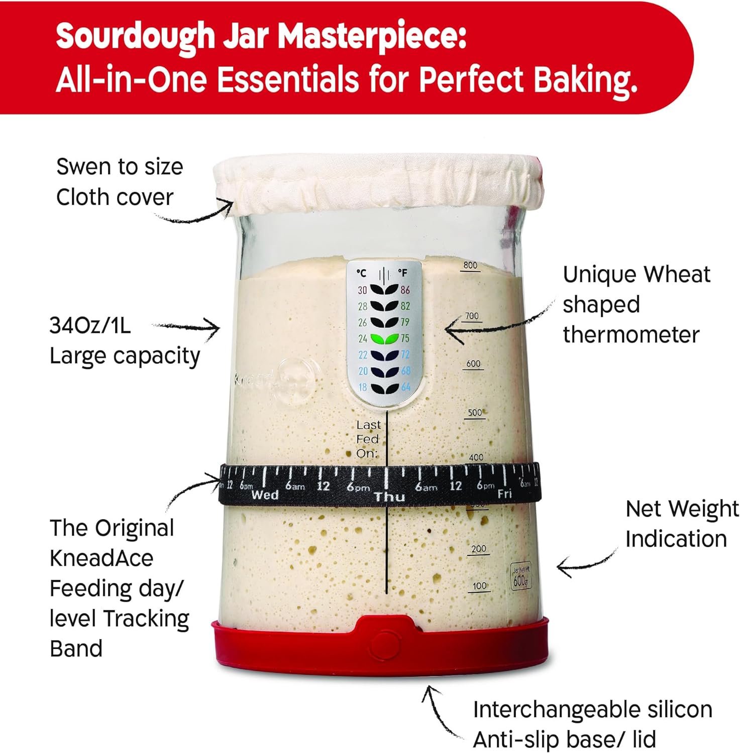 Pro Sourdough Starter Jar Kit and Starter Culture Pro Sourdough Starter Jar Kit and Starter Culture