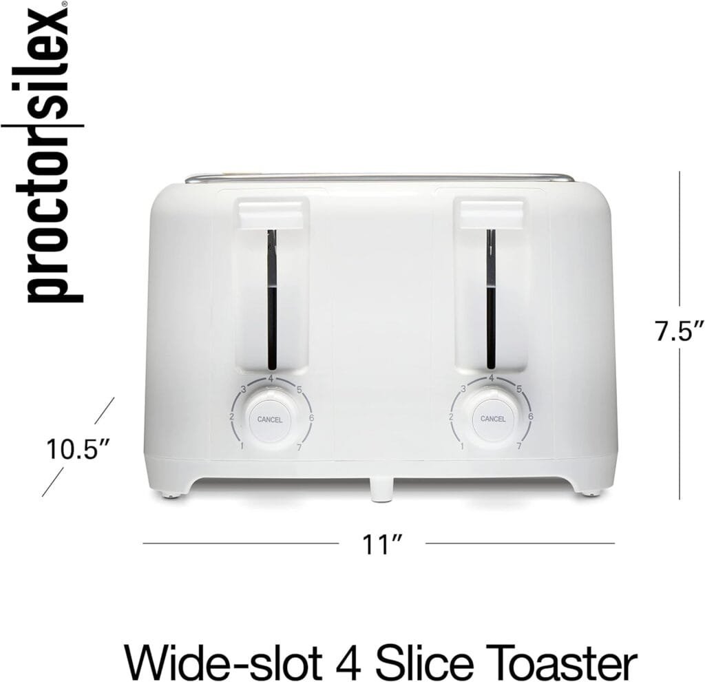 Proctor Silex 4 Slice Toaster with Extra Wide Slots for Bagels, Cool-Touch Walls, Shade Selector, Toast Boost, Auto Shut-off and Cancel Button, Black (24215PS)