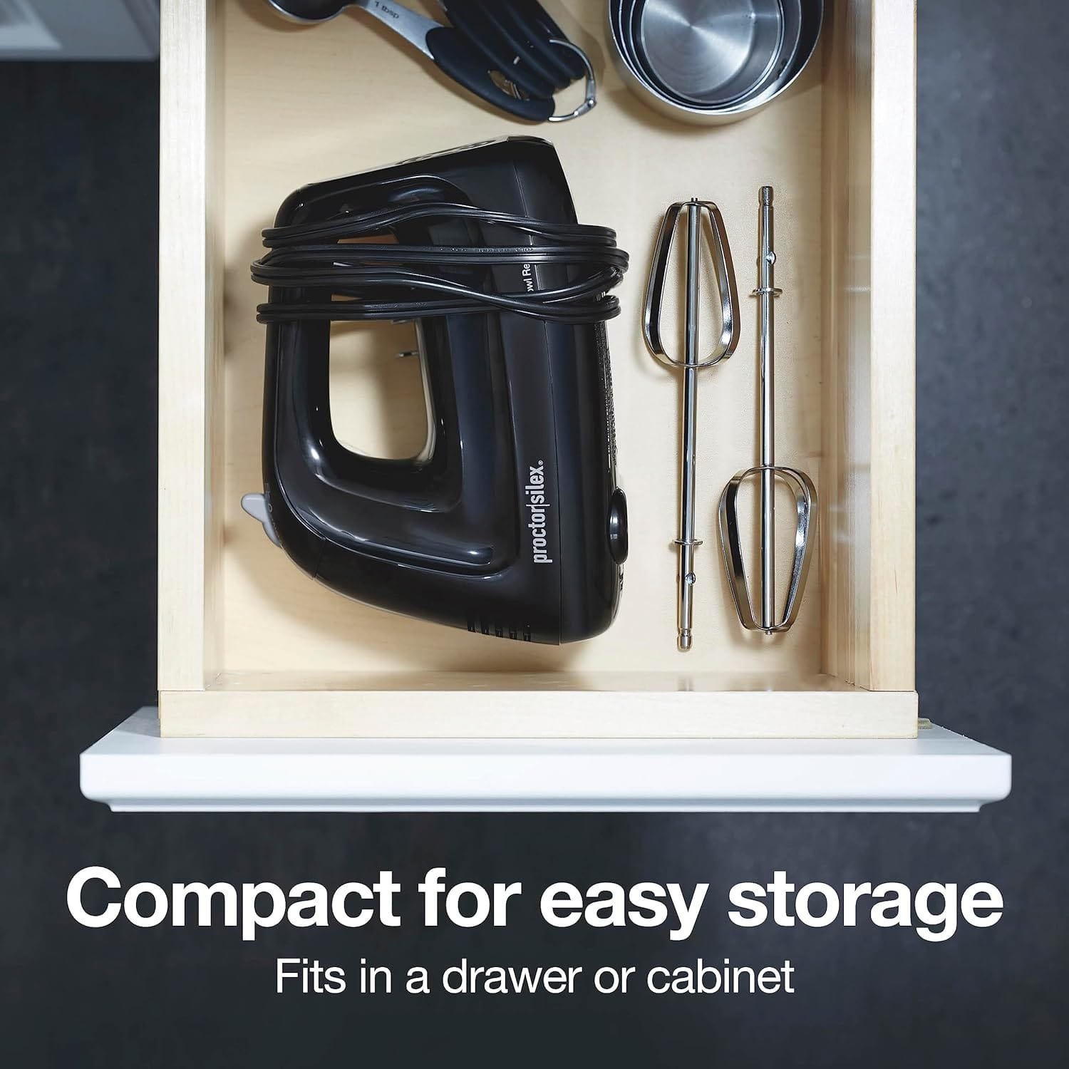 Proctor Silex Easy Mix 5-Speed Electric Hand Mixer with Bowl Rest, Compact and Lightweight, 215 Watts of Peak Power, Black (62511) Proctor Silex Easy Mix 5-Speed Electric Hand Mixer with Bowl Rest, Compact and Lightweight, 215 Watts of Peak Power, Black (62511)