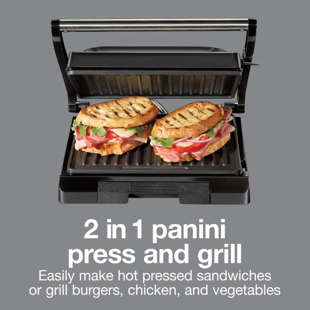 Proctor Silex Panini Press Sandwich Maker and Electric Indoor Grill, 1000 watts, Easy Clean Nonstick Grids, Compact Upright Storage, Black (25440PS) Proctor Silex Panini Press Sandwich Maker and Electric Indoor Grill, 1000 watts, Easy Clean Nonstick Grids, Compact Upright Storage, Black (25440PS)