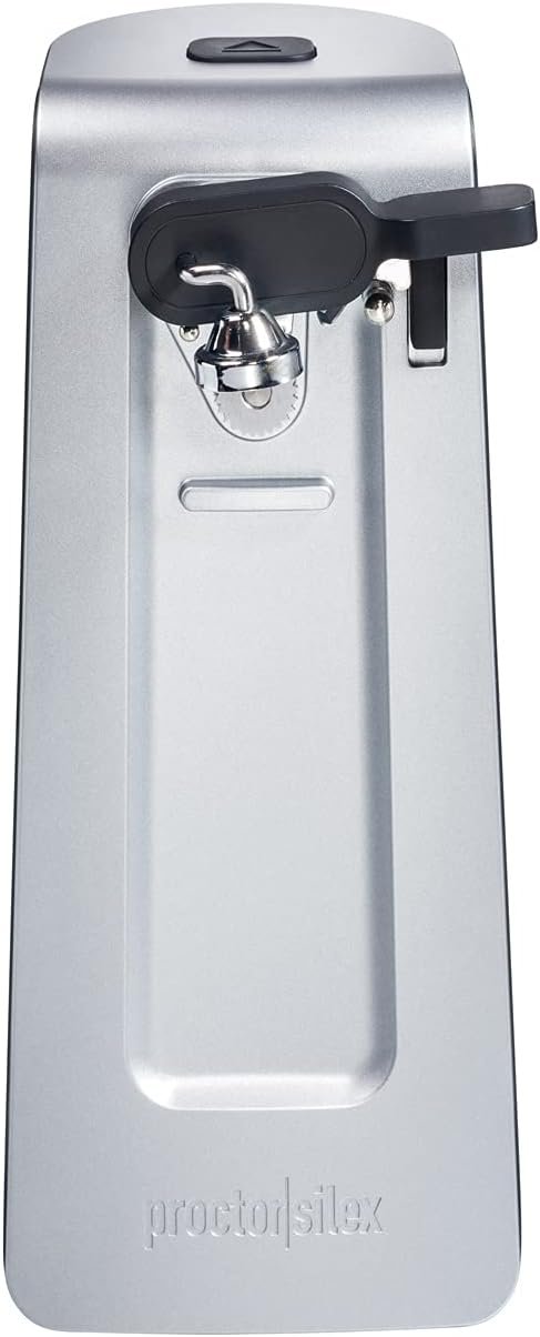 Proctor Silex SureCut Electric Automatic Can Opener for Kitchen with Stainless Steel Blade, Twist-off Easy-Clean Lever, Cord Storage, Extra Tall, Silver (75225) Proctor Silex SureCut Electric Automatic Can Opener for Kitchen with Stainless Steel Blade, Twist-off Easy-Clean Lever, Cord Storage, Extra Tall, Silver (75225)