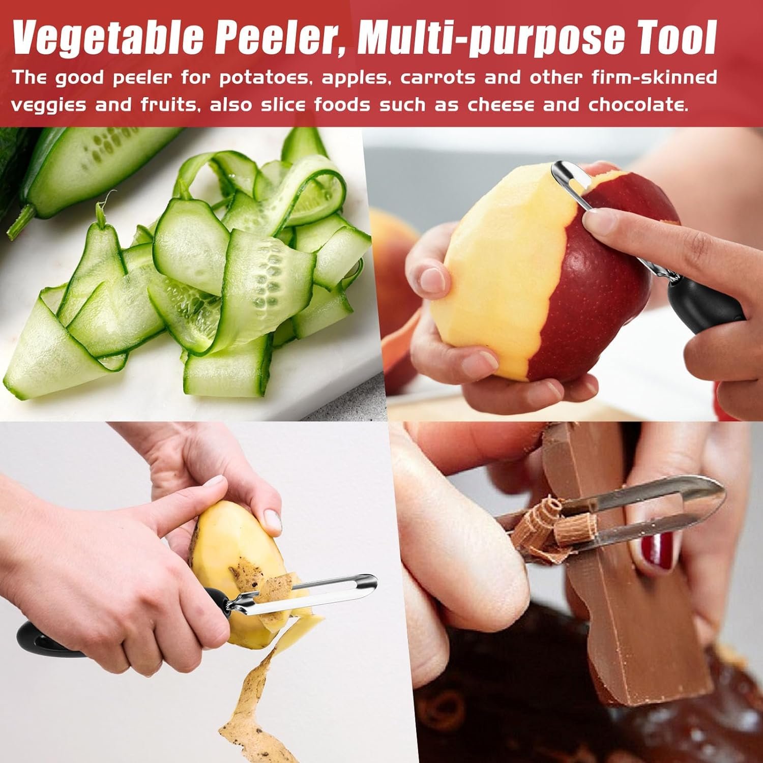 Professional #1071 Vegetable Peeler, Stainless Steel Fruit Potato Peeler, Swivel Vegetable Peeler with Easy Grip Ergonomic Handle  Ultra Sharp Stainless Steel Blades, 7 1/4 Inch Black