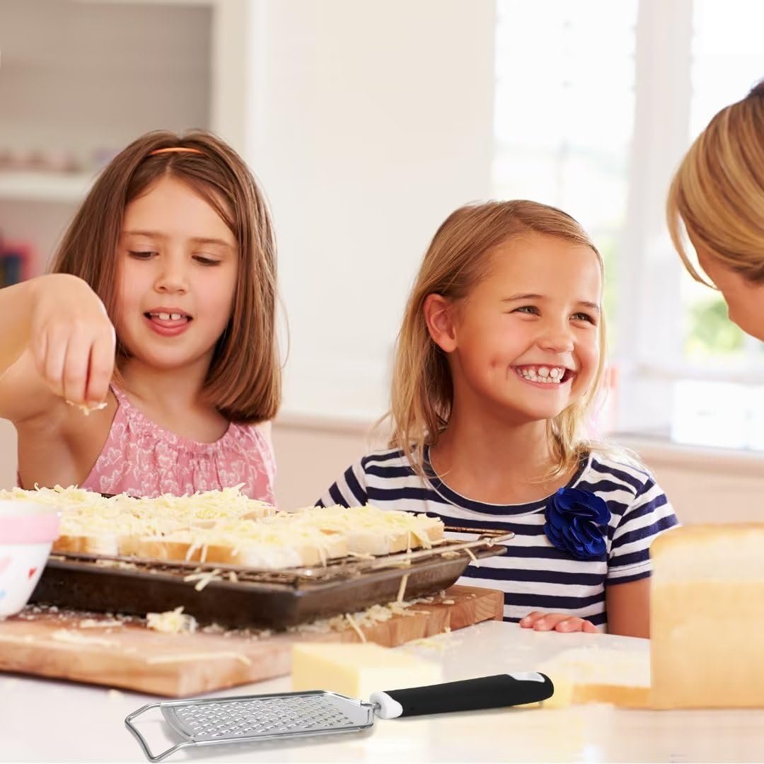 Professional Handheld Cheese Grater - Durable Cheese Grater with Soft Handle - Graters for Kitchen, Spices, Ginger - Stainless Steel Cheese Shredder - Lemon Zester Tool - Grate Food with Ease