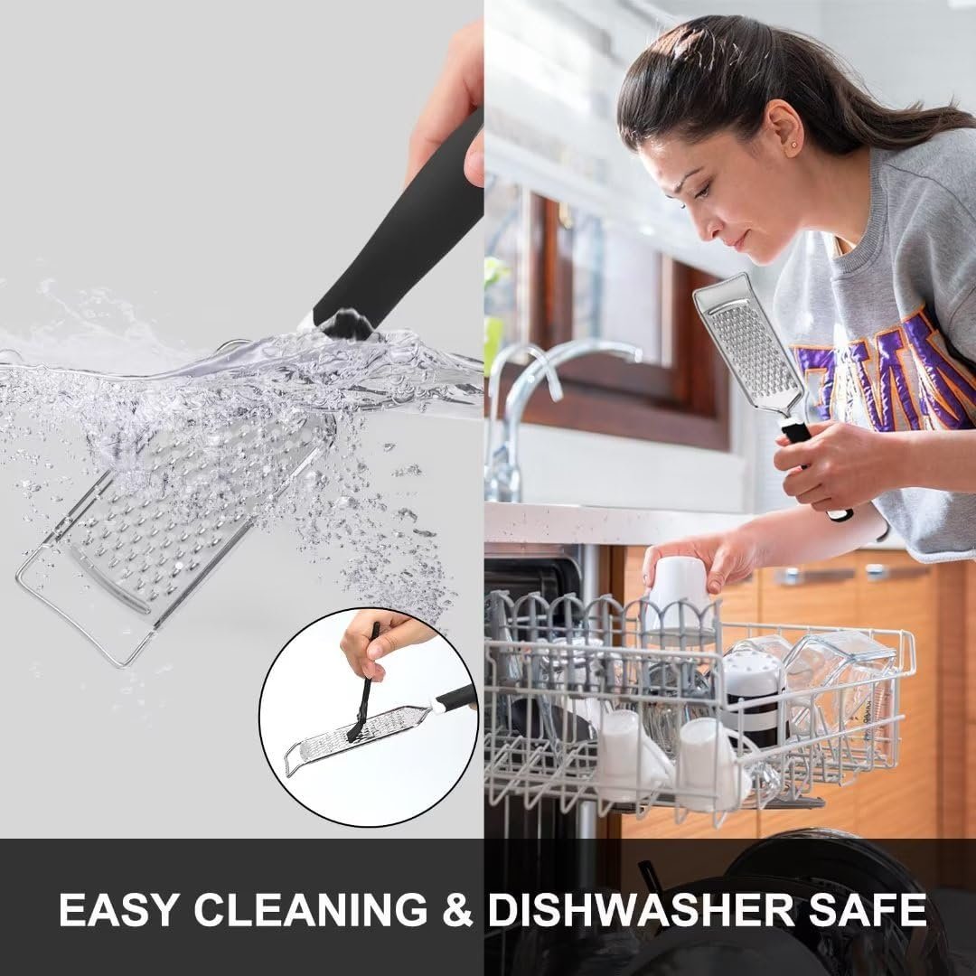 Professional Handheld Cheese Grater - Durable Cheese Grater with Soft Handle - Graters for Kitchen, Spices, Ginger - Stainless Steel Cheese Shredder - Lemon Zester Tool - Grate Food with Ease