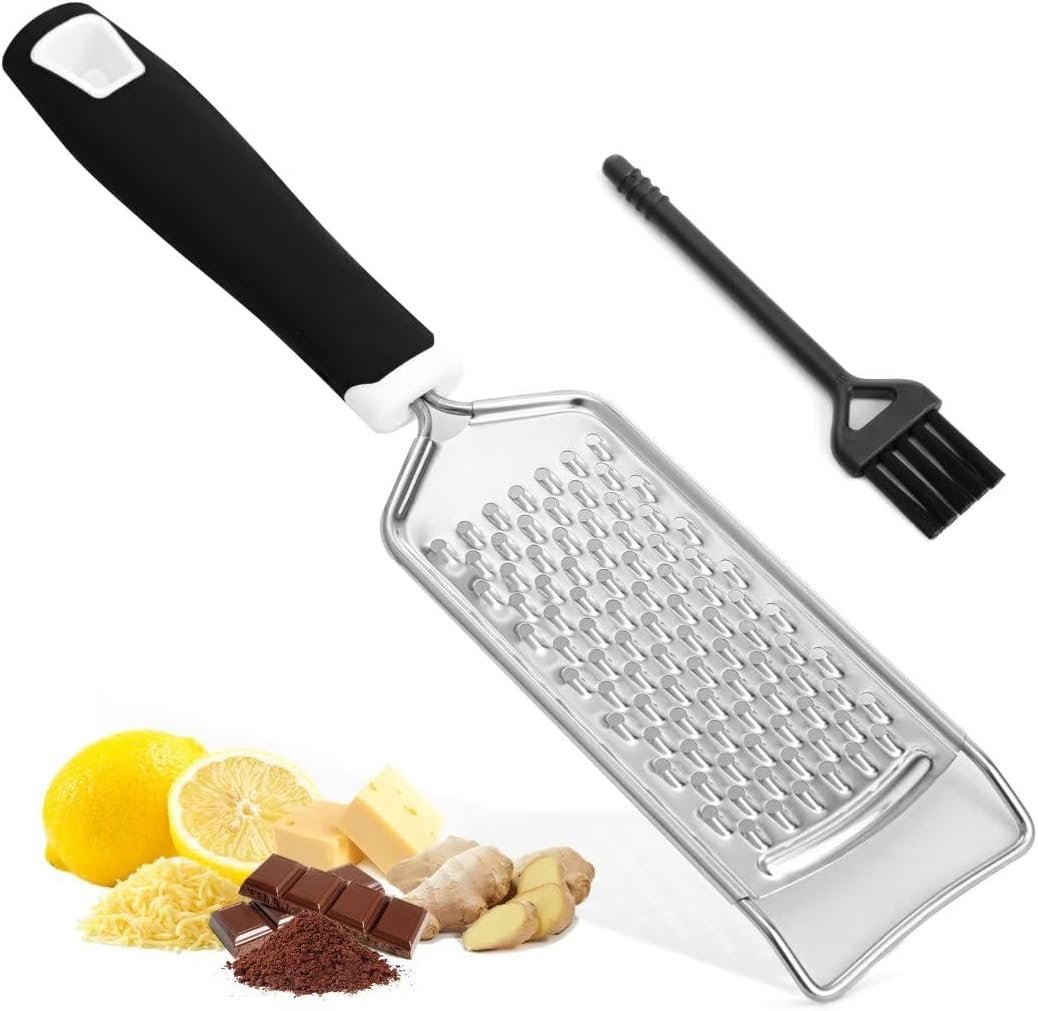 Professional Handheld Cheese Grater - Durable Cheese Grater with Soft Handle - Graters for Kitchen, Spices, Ginger - Stainless Steel Cheese Shredder - Lemon Zester Tool - Grate Food with Ease