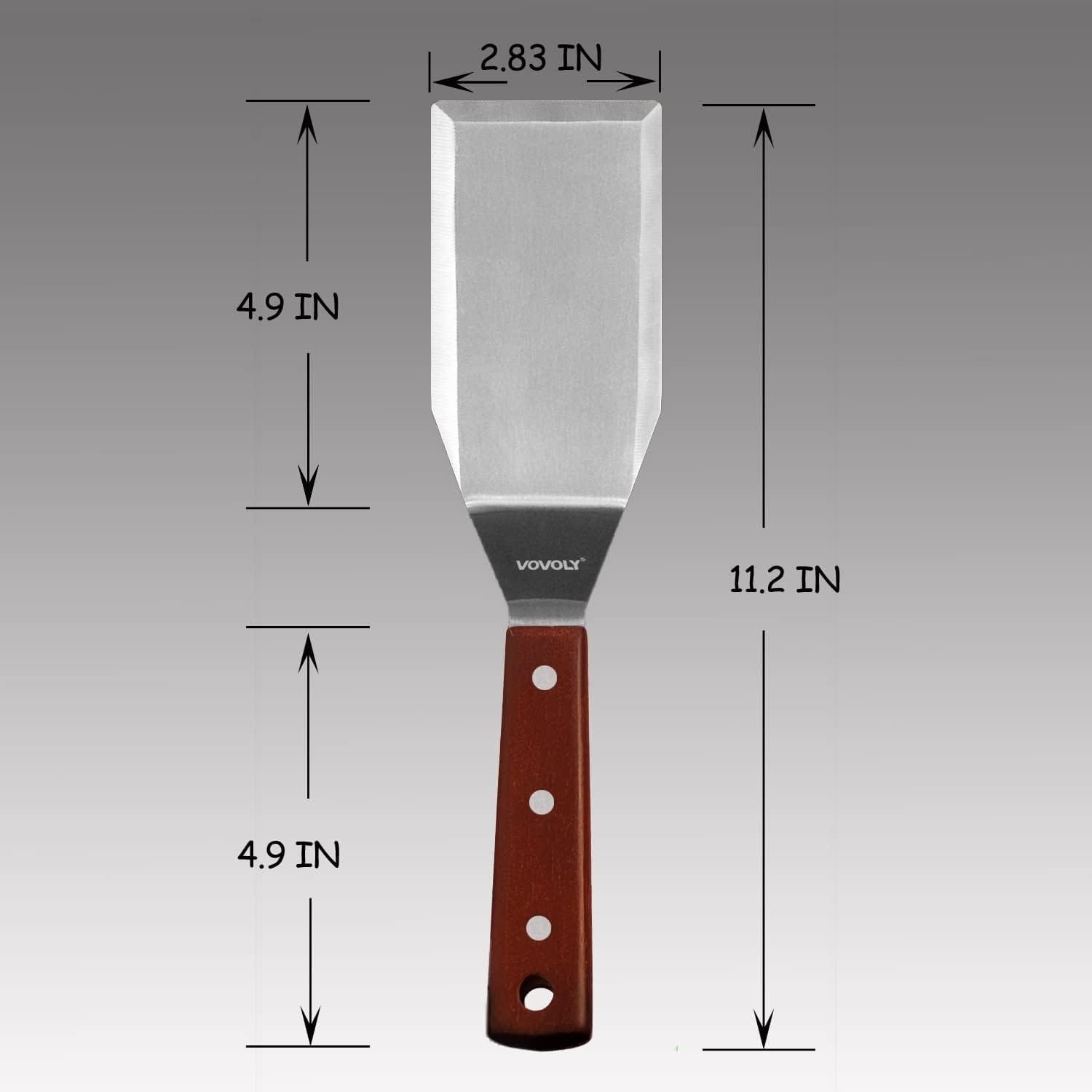 Professional Metal Spatula for Cast Iron Skillets and Flat Top Grills, Full Tang Wooden Handle,1.8mm Thick Stainless Steel Blade, Smash Burger Spatula Turner for Flipper, Cooking, BBQ, 5 Inch x 3 Inch