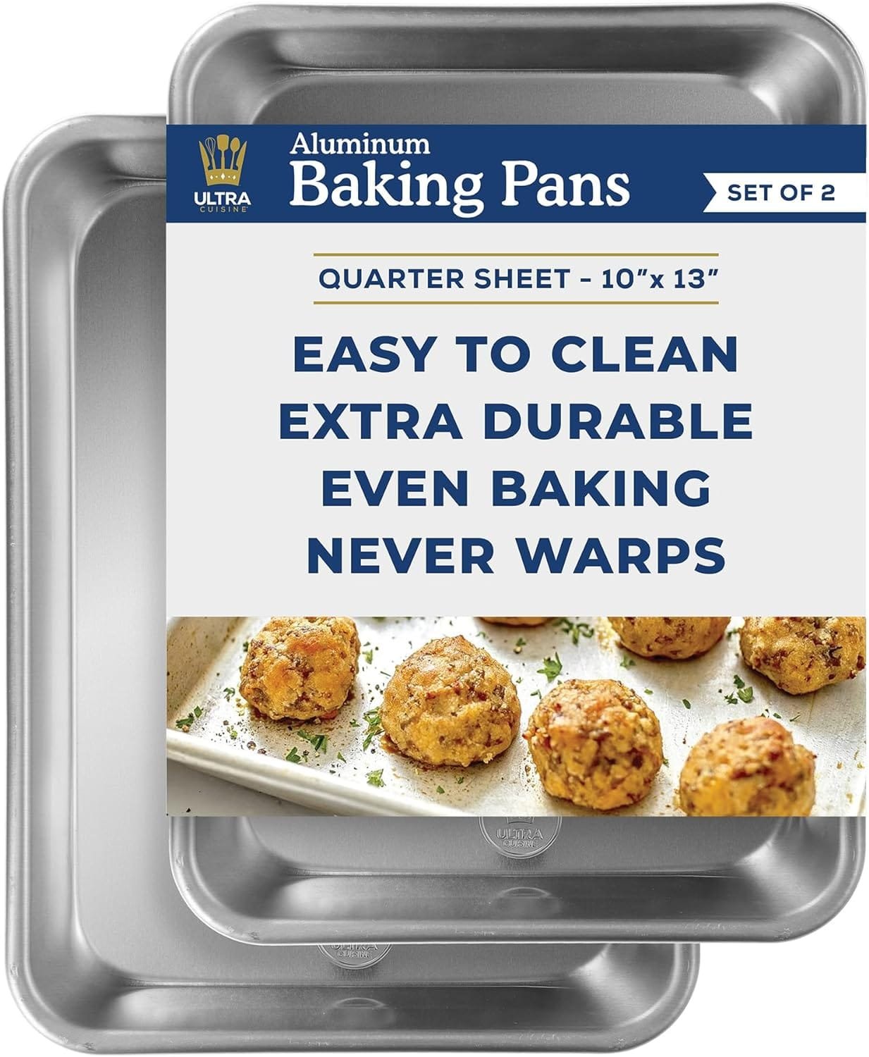 Professional Quarter Sheet Baking Pans - Aluminum Cookie Sheet Set of 2 - Rimmed Baking Sheets for Baking and Roasting - Durable, Oven-safe, Non-toxic, Easy to Clean, Commercial Quality - 9x13-inch Professional Quarter Sheet Baking Pans - Aluminum Cookie Sheet Set of 2 - Rimmed Baking Sheets for Baking and Roasting - Durable, Oven-safe, Non-toxic, Easy to Clean, Commercial Quality - 9x13-inch