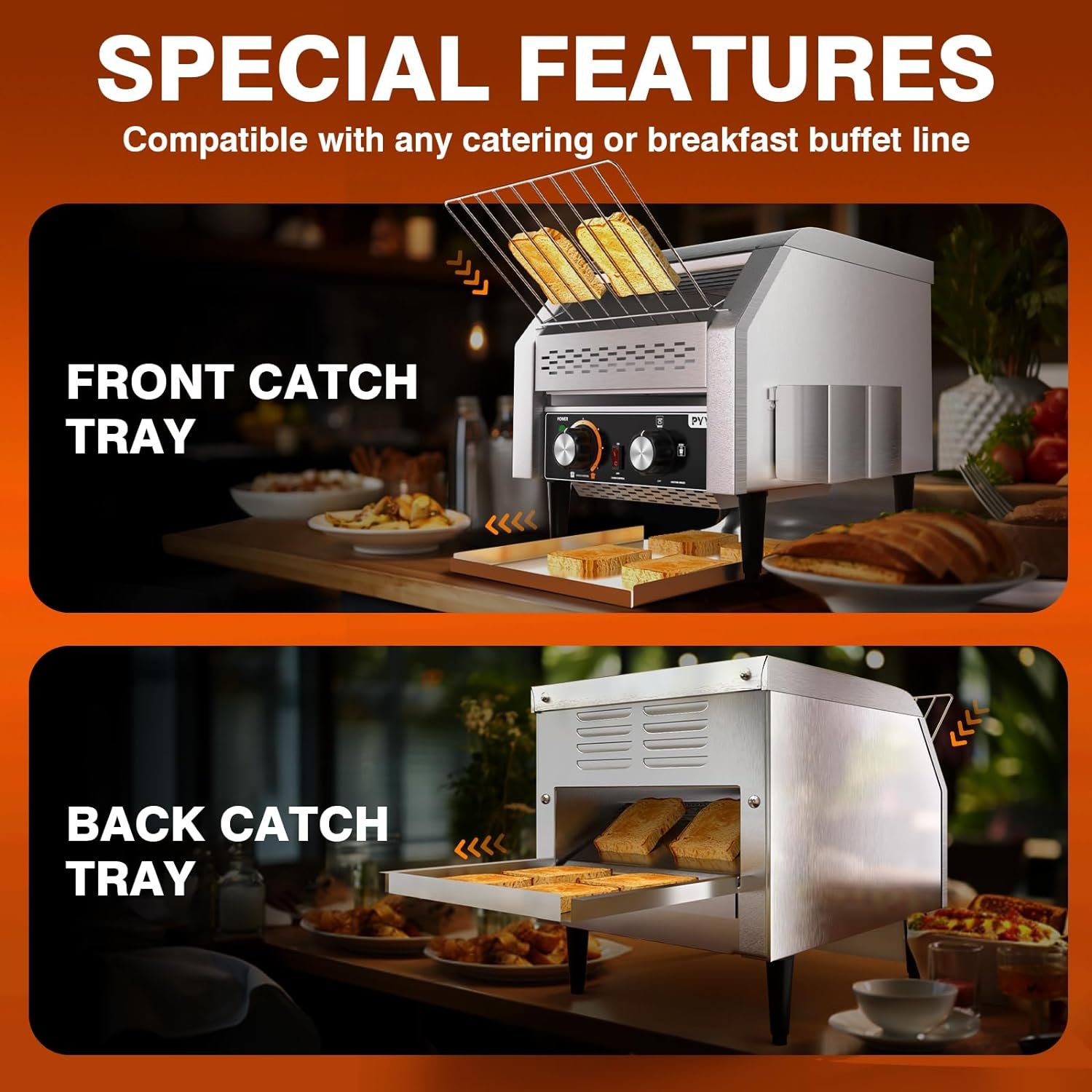 PYY Commercial Toaster 300 Slices/Hour Conveyor Restaurant Toaster for Bun Bagel Bread Heavy Duty Stainless Steel Conveyor Toaster PYY Commercial Toaster 300 Slices/Hour Conveyor Restaurant Toaster for Bun Bagel Bread Heavy Duty Stainless Steel Conveyor Toaster