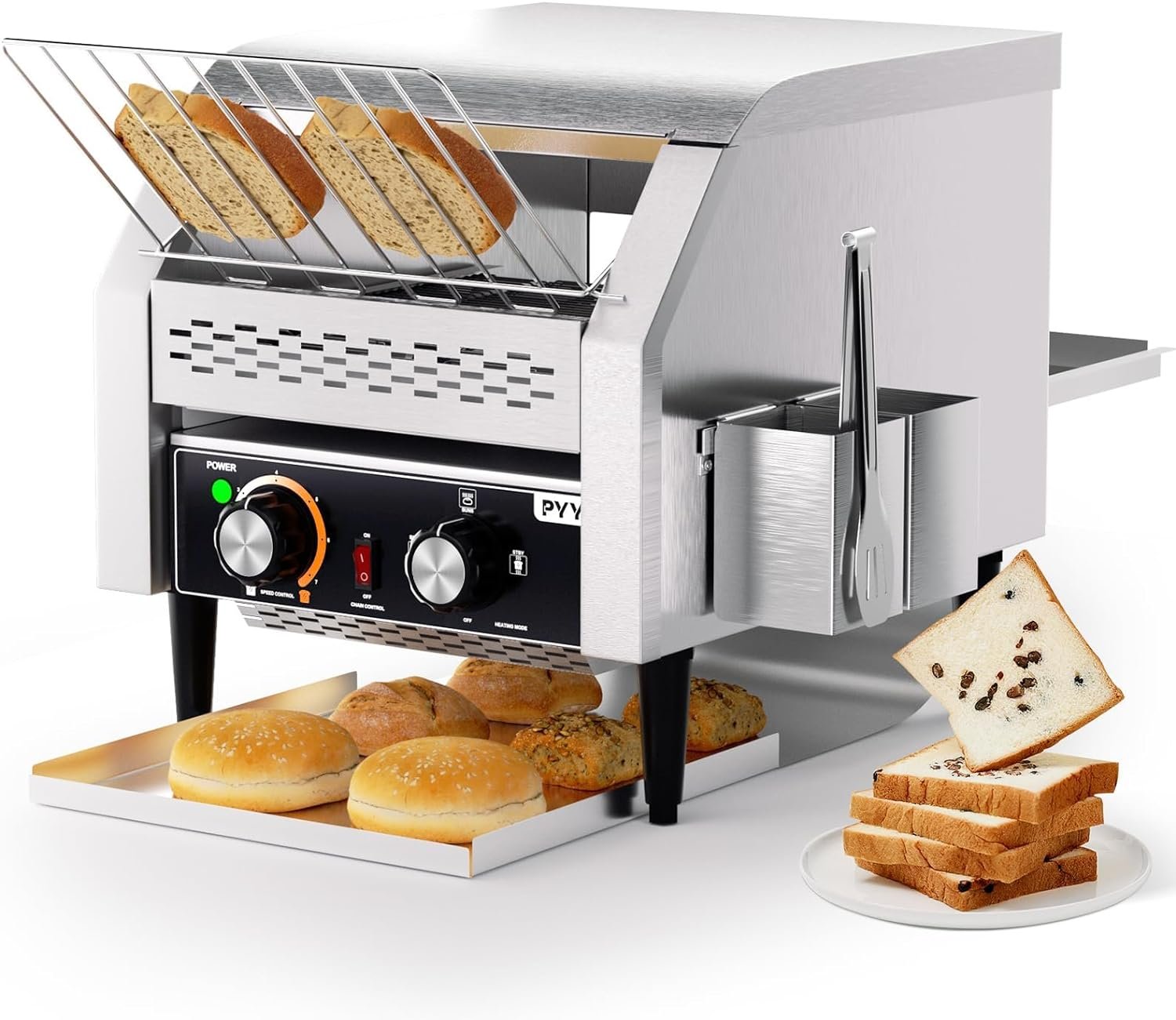 PYY Commercial Toaster 300 Slices/Hour Conveyor Restaurant Toaster for Bun Bagel Bread Heavy Duty Stainless Steel Conveyor Toaster PYY Commercial Toaster 300 Slices/Hour Conveyor Restaurant Toaster for Bun Bagel Bread Heavy Duty Stainless Steel Conveyor Toaster