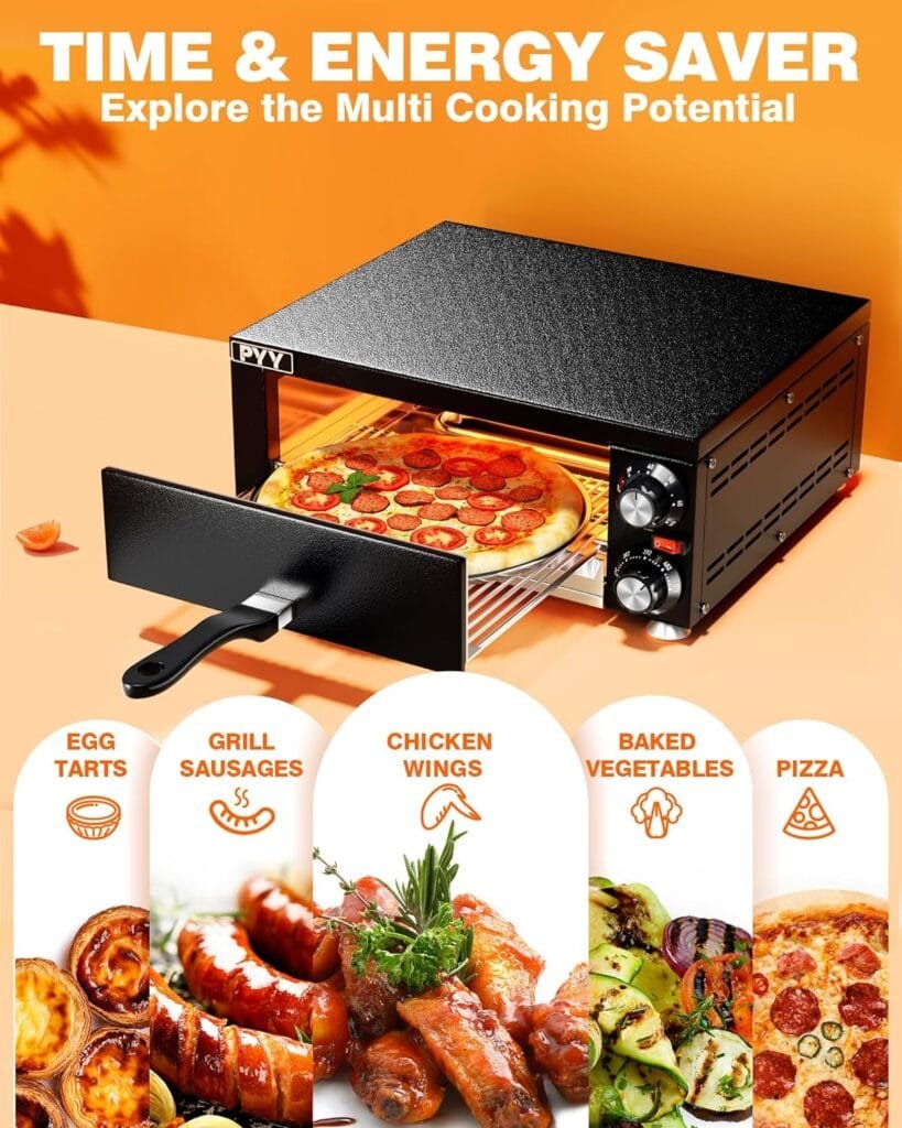 PYY Electric Pizza Oven Indoor Countertop Pizza Oven Commercial Pizza Maker Machine for Home with Timer Stainless Steel Pizza Cooker