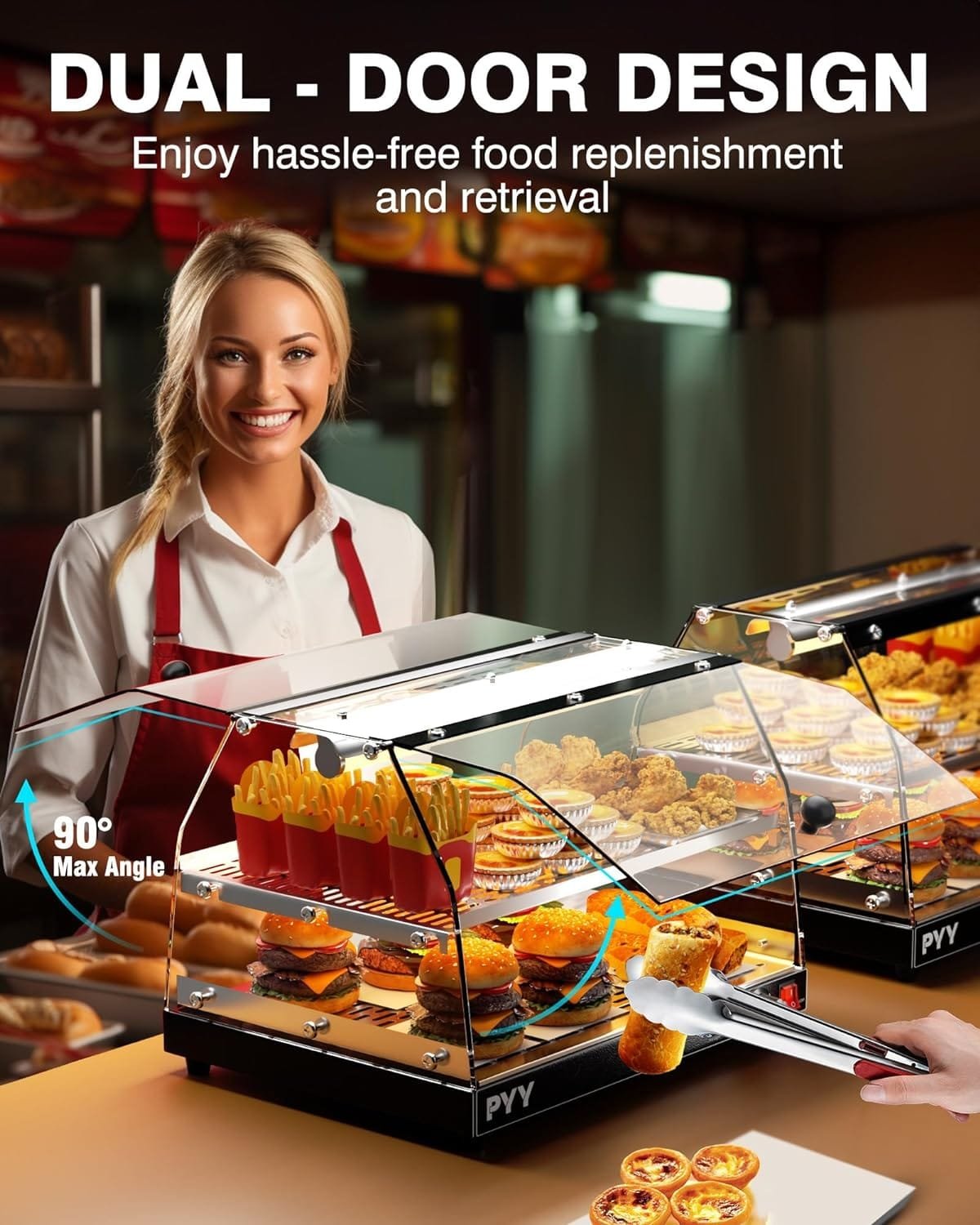 PYY Food Warmer Commercial Countertop Pizza Warmer Countertop 2-Tier with LED Lighting Food Display Warmer Pastry Disaplay Case Pretzel Warmer Machine PYY Food Warmer Commercial Countertop Pizza Warmer Countertop 2-Tier with LED Lighting Food Display Warmer Pastry Disaplay Case Pretzel Warmer Machine