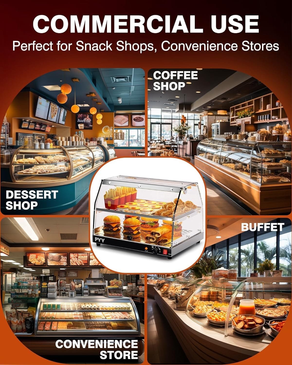 PYY Food Warmer Commercial Countertop Pizza Warmer Countertop 2-Tier with LED Lighting Food Display Warmer Pastry Disaplay Case Pretzel Warmer Machine PYY Food Warmer Commercial Countertop Pizza Warmer Countertop 2-Tier with LED Lighting Food Display Warmer Pastry Disaplay Case Pretzel Warmer Machine