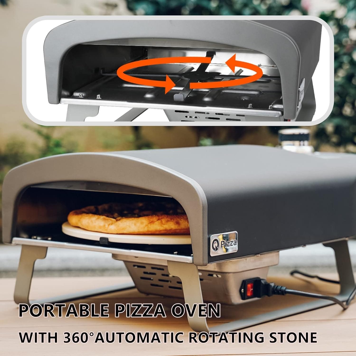 Q Pizza Gas Pizza Oven Portable Propane Pizza Oven with Automatic Rotating Stone for Outdoor Cooking, Portable Gas Pizza Oven For Outside Garden Backyard Party Q Pizza Gas Pizza Oven Portable Propane Pizza Oven with Automatic Rotating Stone for Outdoor Cooking, Portable Gas Pizza Oven For Outside Garden Backyard Party