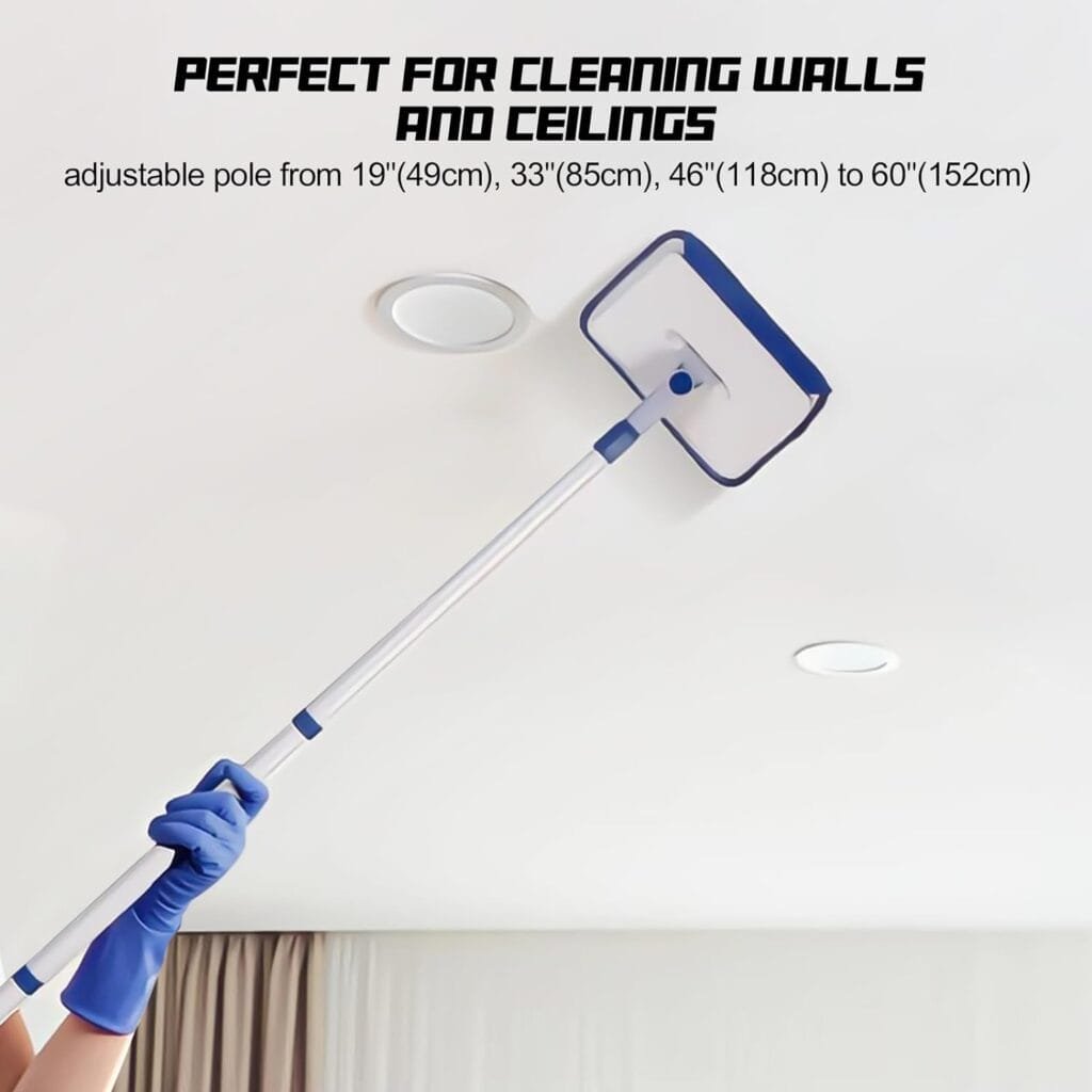 Qaestfy Baseboard Cleaner Tool with Handle, Wall Floor Mop with Extendable Long Handle Duster for Cleaning Window, Floor, Skirting Board, Ceiling, Shower, Tub Tile, Kitchen with 6 Reusable Pads Qaestfy Baseboard Cleaner Tool with Handle, Wall Floor Mop with Extendable Long Handle Duster for Cleaning Window, Floor, Skirting Board, Ceiling, Shower, Tub Tile, Kitchen with 6 Reusable Pads
