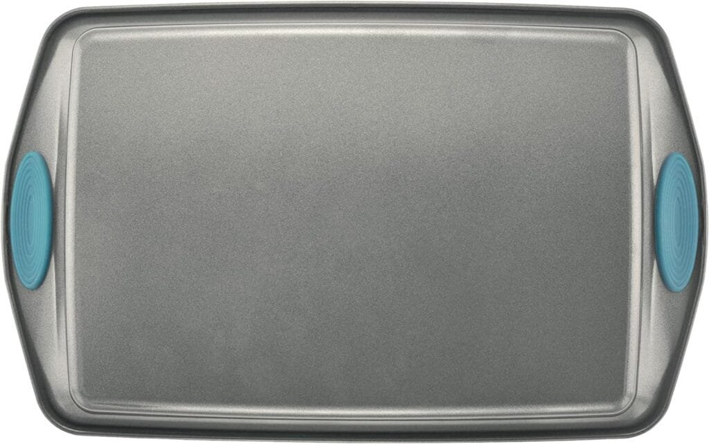 Rachael Ray Nonstick Bakeware Set with Grips, Nonstick Cookie Sheets / Baking Sheets - 3 Piece, Gray with Sea Salt Gray Grips