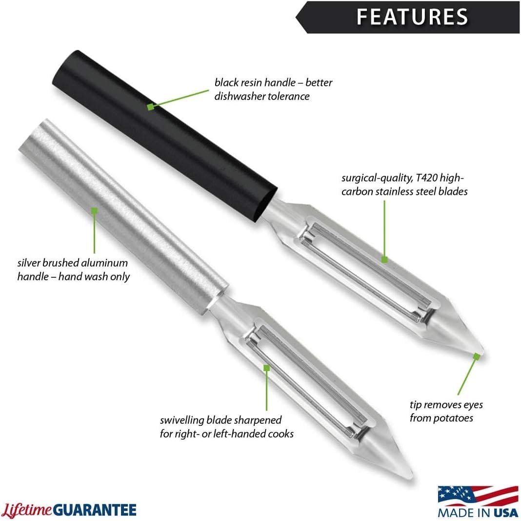 Rada Cutlery Vegetable Peeler Stainless Steel Blade with Aluminum Made in The USA, 7-1/4 Inches, 8, Silver Handle Rada Cutlery Vegetable Peeler Stainless Steel Blade with Aluminum Made in The USA, 7-1/4 Inches, 8, Silver Handle