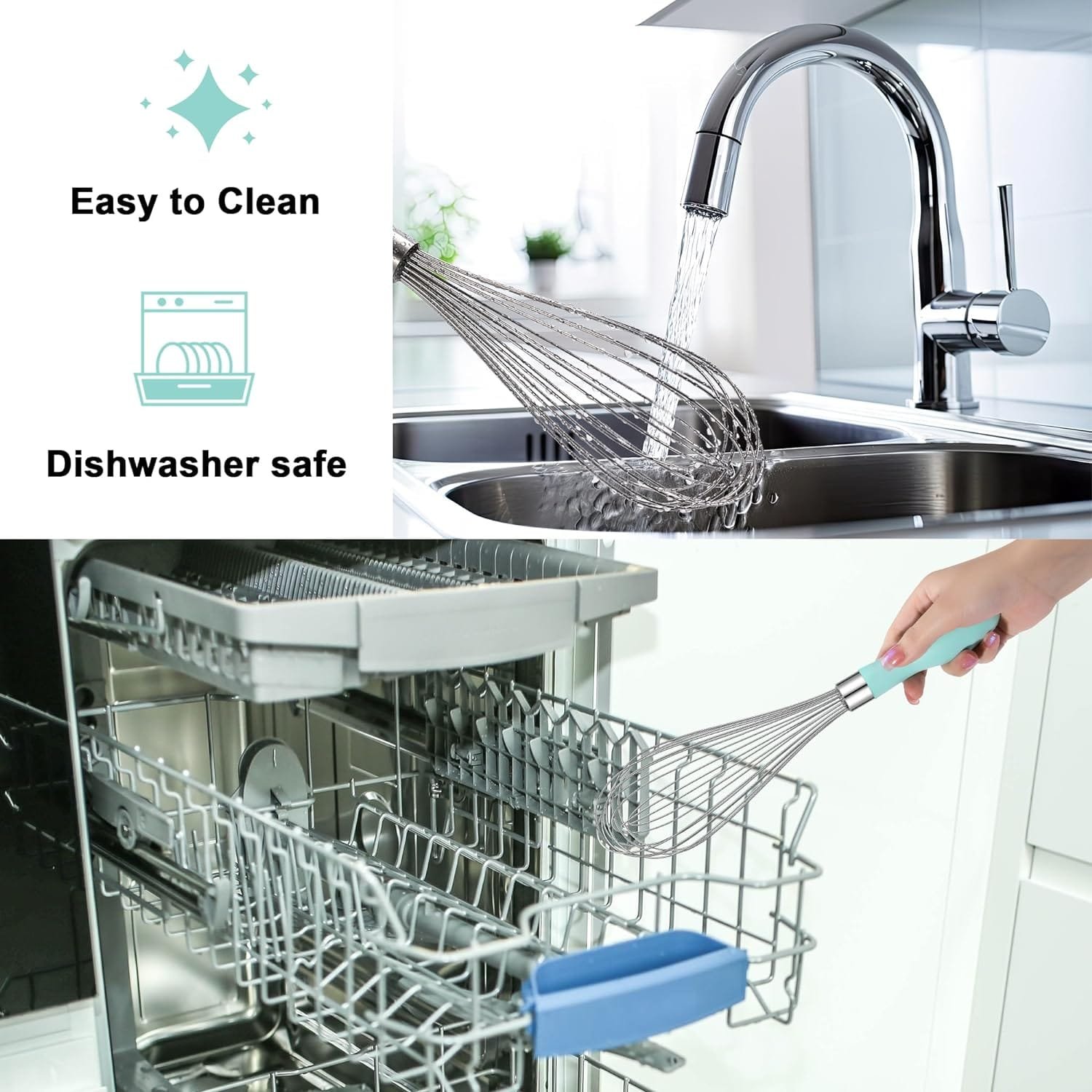 Rainspire 12-Inch Wire Whisk Stainless Steel, Balloon Whisks for Cooking, Wisk Wisking Tool With Soft Silicone Handle, Thick Durable Whisker for Blending, Beating, Whisking, Stirring, Pink