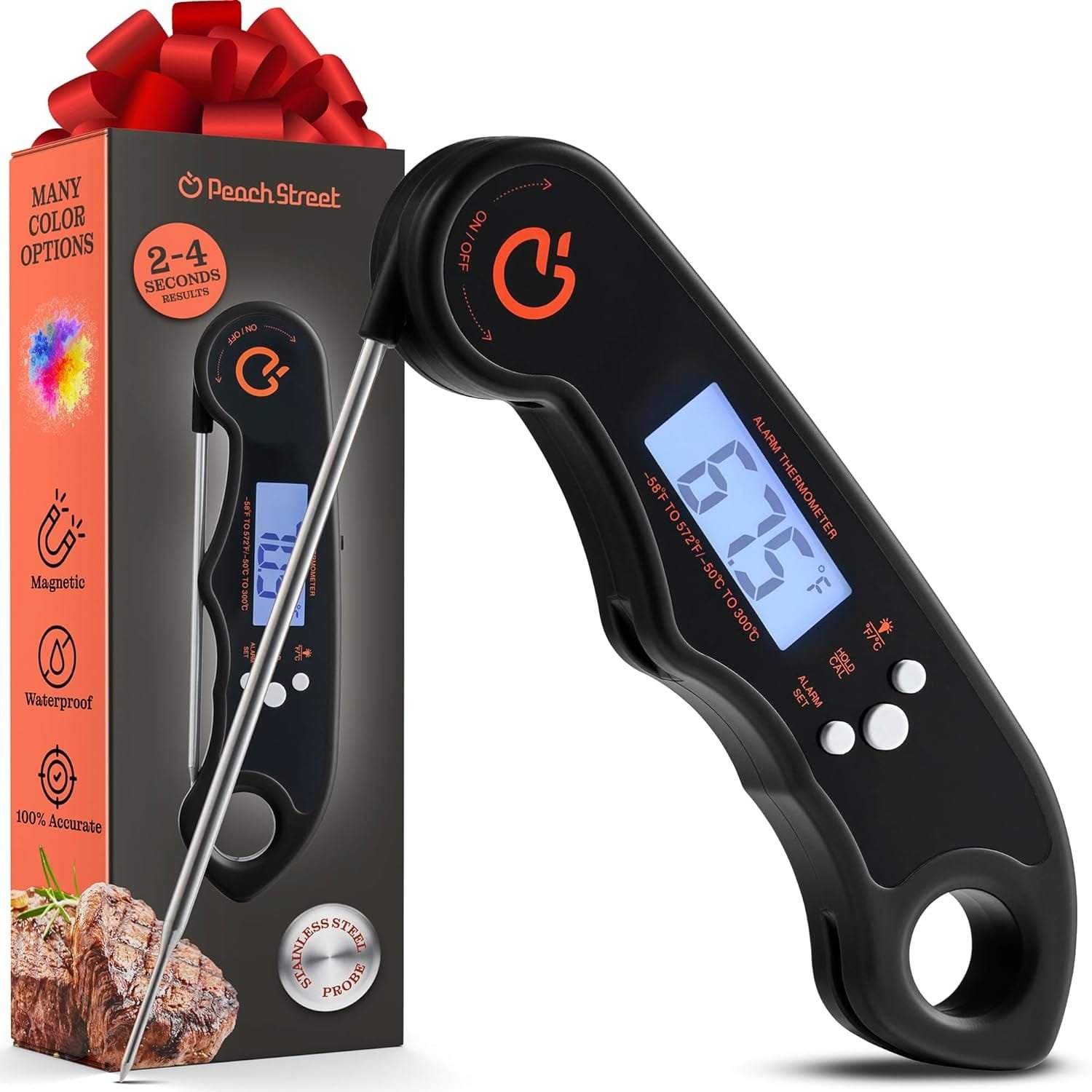 Rapid Meat Thermometer, Instant Read Precise Digital Food Thermometer for Cooking Meat, Candy, Waterproof Kitchen, BBQ Grill, Smoker, Deep Fry, with Backlight, Temperature Alarm, Magnet, Calibration Rapid Meat Thermometer, Instant Read Precise Digital Food Thermometer for Cooking Meat, Candy, Waterproof Kitchen, BBQ Grill, Smoker, Deep Fry, with Backlight, Temperature Alarm, Magnet, Calibration