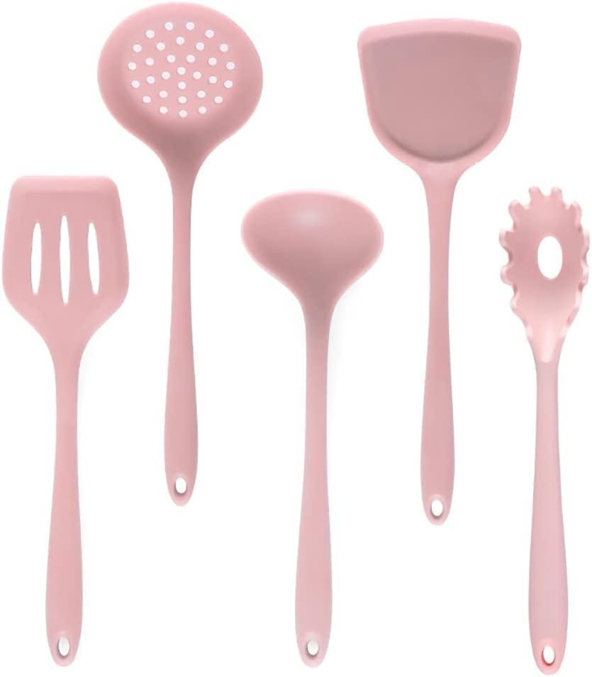 Rebekah Silicone Kitchen Cooking Utensil Set, Heat Resistant Cook Spatulas, Kitchen Gadget Tools, 5 Pcs(Silicone, PINK) Rebekah Silicone Kitchen Cooking Utensil Set, Heat Resistant Cook Spatulas, Kitchen Gadget Tools, 5 Pcs(Silicone, PINK)
