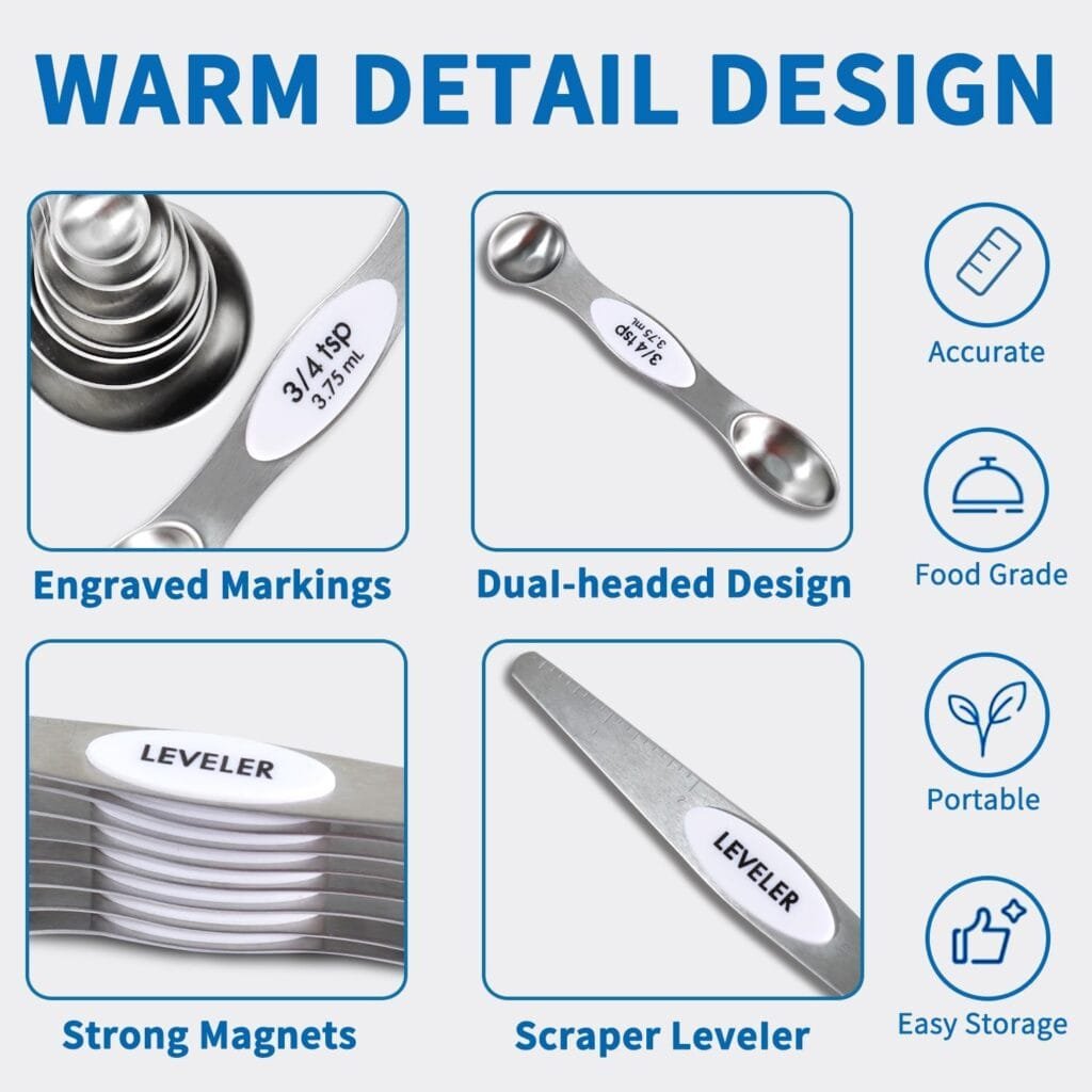 Recogwood 10 Pieces Measuring Cups and Spoons set, Stackable Measuring Cup with Lid, Kitchen Cooking Baking Measuring Spoons Set for Liquid and Dry, BPA Free, Dishwasher Safe Recogwood 10 Pieces Measuring Cups and Spoons set, Stackable Measuring Cup with Lid, Kitchen Cooking Baking Measuring Spoons Set for Liquid and Dry, BPA Free, Dishwasher Safe
