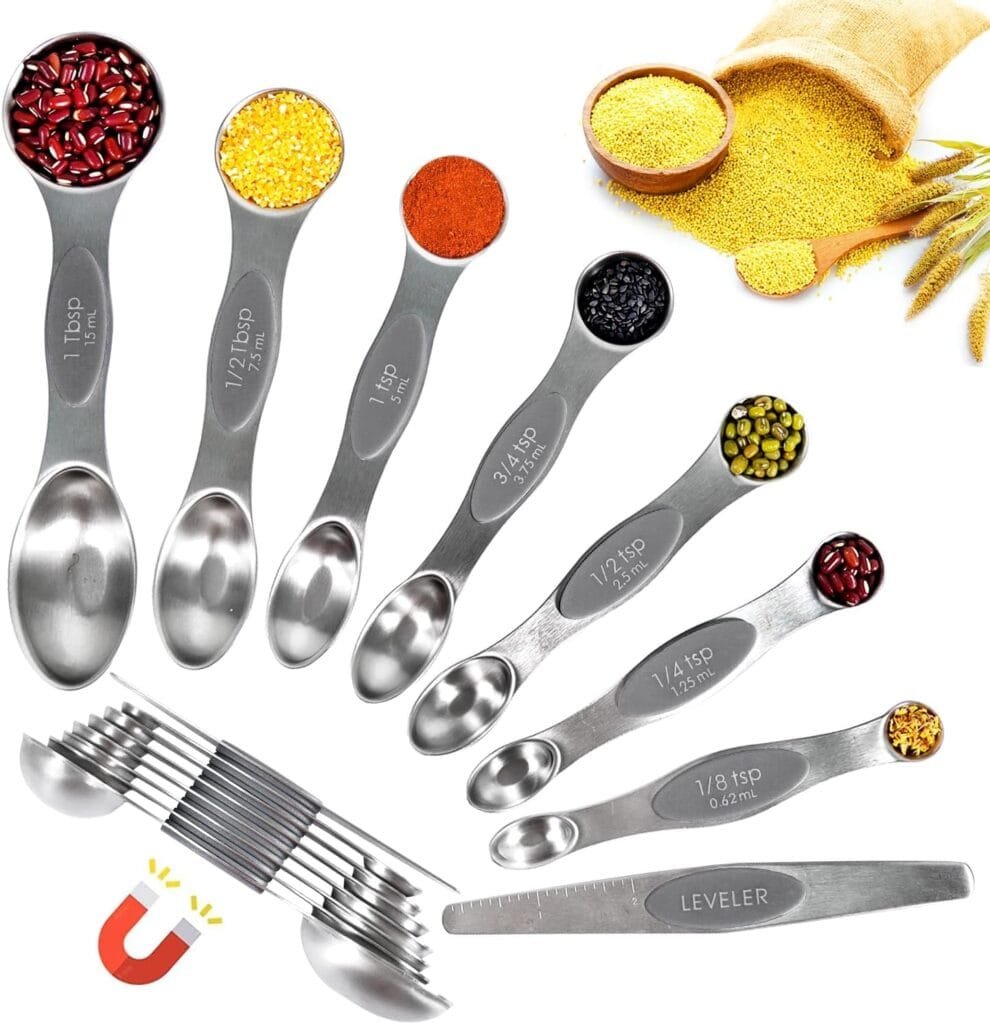 Recogwood 10 Pieces Measuring Cups and Spoons set, Stackable Measuring Cup with Lid, Kitchen Cooking Baking Measuring Spoons Set for Liquid and Dry, BPA Free, Dishwasher Safe Recogwood 10 Pieces Measuring Cups and Spoons set, Stackable Measuring Cup with Lid, Kitchen Cooking Baking Measuring Spoons Set for Liquid and Dry, BPA Free, Dishwasher Safe