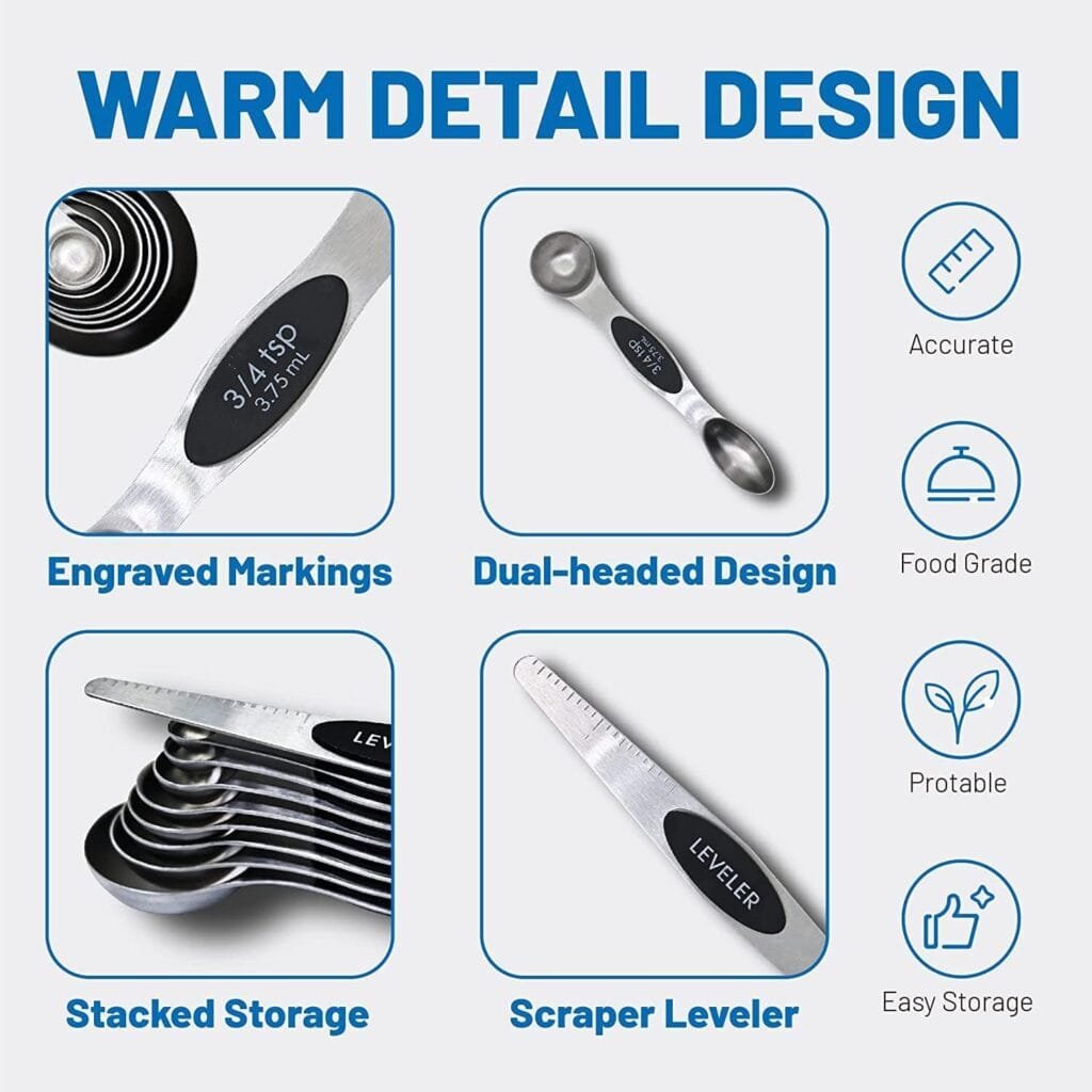 Recogwood 10 Pieces Measuring Cups and Spoons set, Stackable Measuring Cup with Lid, Kitchen Cooking Baking Measuring Spoons Set for Liquid and Dry, BPA Free, Dishwasher Safe Recogwood 10 Pieces Measuring Cups and Spoons set, Stackable Measuring Cup with Lid, Kitchen Cooking Baking Measuring Spoons Set for Liquid and Dry, BPA Free, Dishwasher Safe