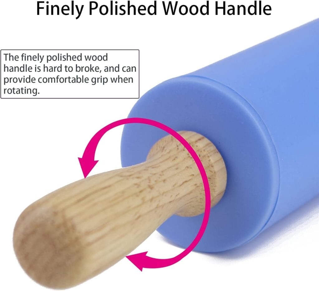 Remeel Silicone Rolling Pin for Baking Non-stick Rolling Pin Dough Roller Wooden Handle Kitchen Accessories Pastry Roller