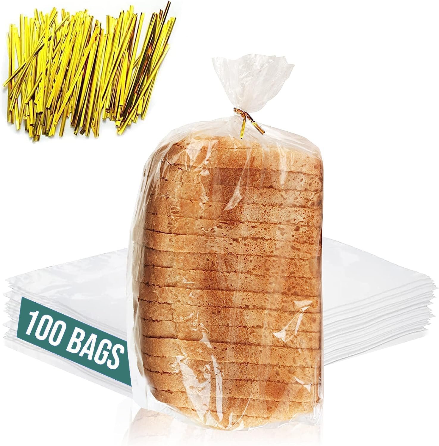 Reusable Plastic Bread Bags for Homemade - 100 Pack Clear Bag with Ties For An Airtight Moisture-free Preservation and Storage- Loaf Home Bakers Bakery Owners Reusable Plastic Bread Bags for Homemade - 100 Pack Clear Bag with Ties For An Airtight Moisture-free Preservation and Storage- Loaf Home Bakers Bakery Owners