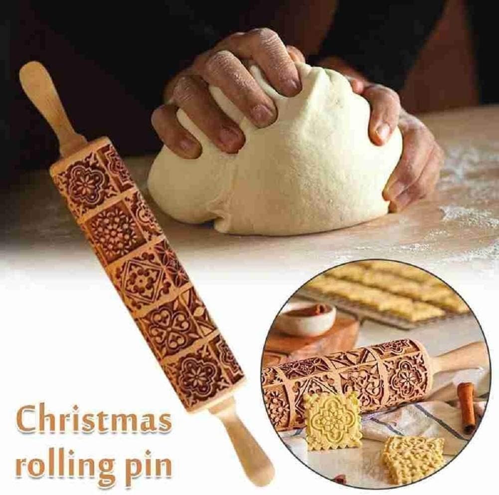 Rolling Pins for Baking, Christmas Wooden Rolling Pin, Deep Engraved Embossing Rolling Pin Kitchen Decor Tools for Baking Embossed Cookies Rolling Pins for Baking, Christmas Wooden Rolling Pin, Deep Engraved Embossing Rolling Pin Kitchen Decor Tools for Baking Embossed Cookies