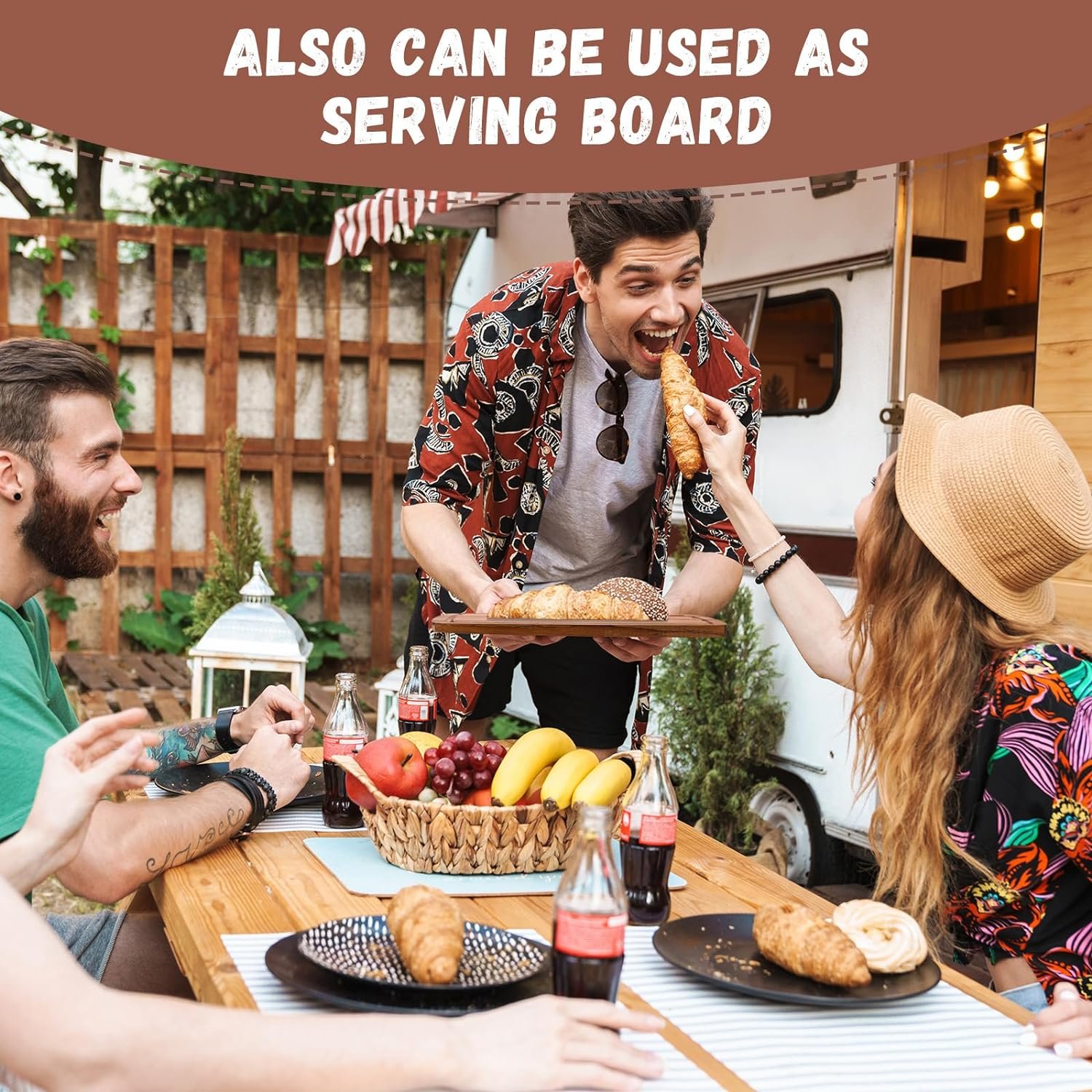 Roshtia 6 Pieces Acacia Wood Cutting Board Kitchen Wooden Chopping Board with Juice Groove Reversible Charcuterie Serving Board Butcher Block Cutting Board for Meat, Cheese, Vegetables, 14 x 10