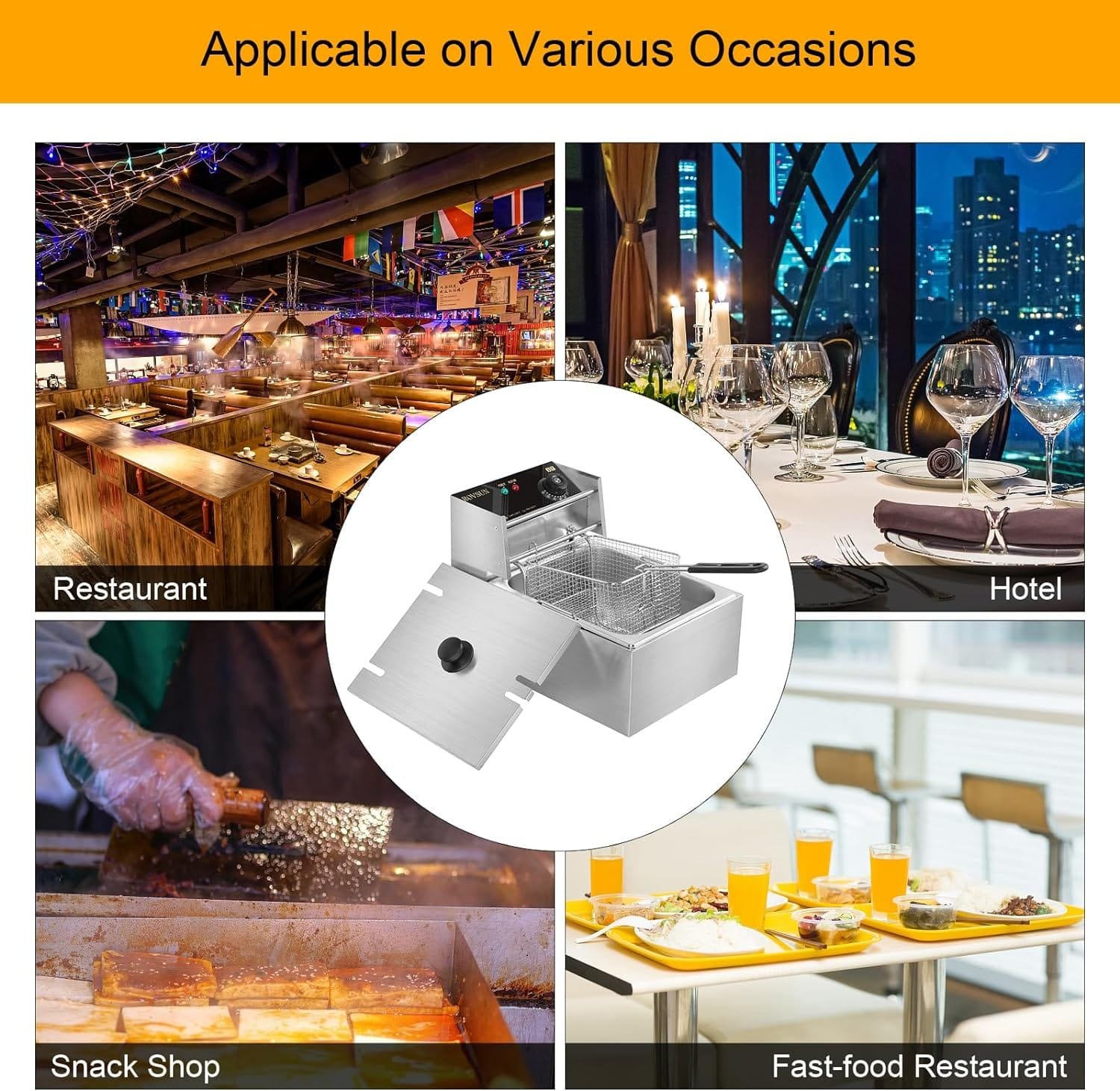 ROVSUN 11.4QT/10.8L Electric Deep Fryer w/ 60-Min Timer, Overheat Protection, Temperature Control  Basket, 2500W Fat Fryer Frying Machine Commercial Countertop Fryer for Kitchen Home Restaurant