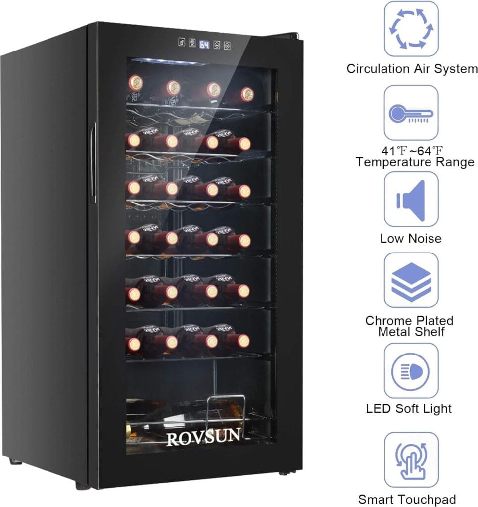 ROVSUN 18 Bottle Wine Fridge, Freestanding Compressor Wine Cooler Refrigerator, Beverage Wine Chiller with Digital Temperature Control  Double-layer Glass Door for Red White Wine, Champagne, Beer