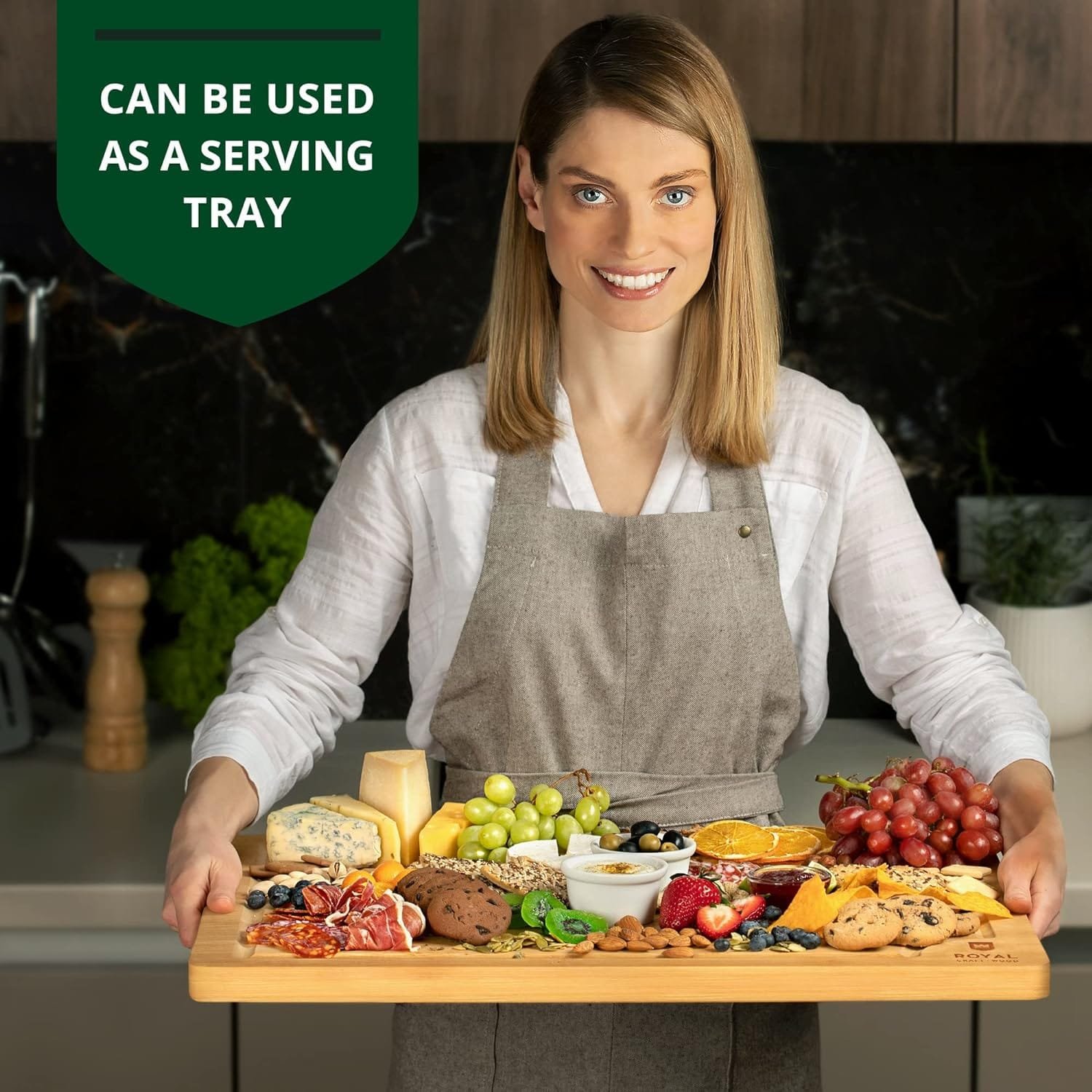 ROYAL CRAFT WOOD Extra Large Cutting Boards for Kitchen Meal Prep  Serving-Bamboo Wood Cutting Board with Deep Juice Groove - Charcuterie  Chopping Butcher Block for Meat - Gadgets Gift (XL 18x12)