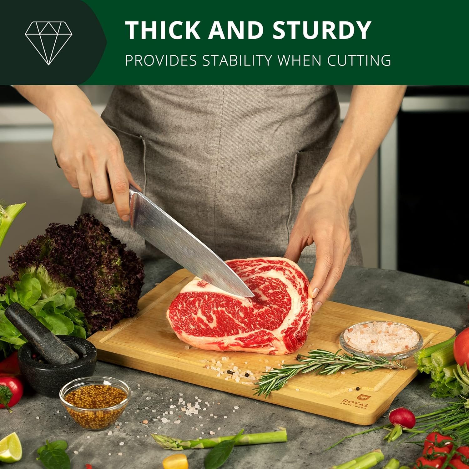 ROYAL CRAFT WOOD Extra Large Cutting Boards for Kitchen Meal Prep  Serving-Bamboo Wood Cutting Board with Deep Juice Groove - Charcuterie  Chopping Butcher Block for Meat - Gadgets Gift (XL 18x12)