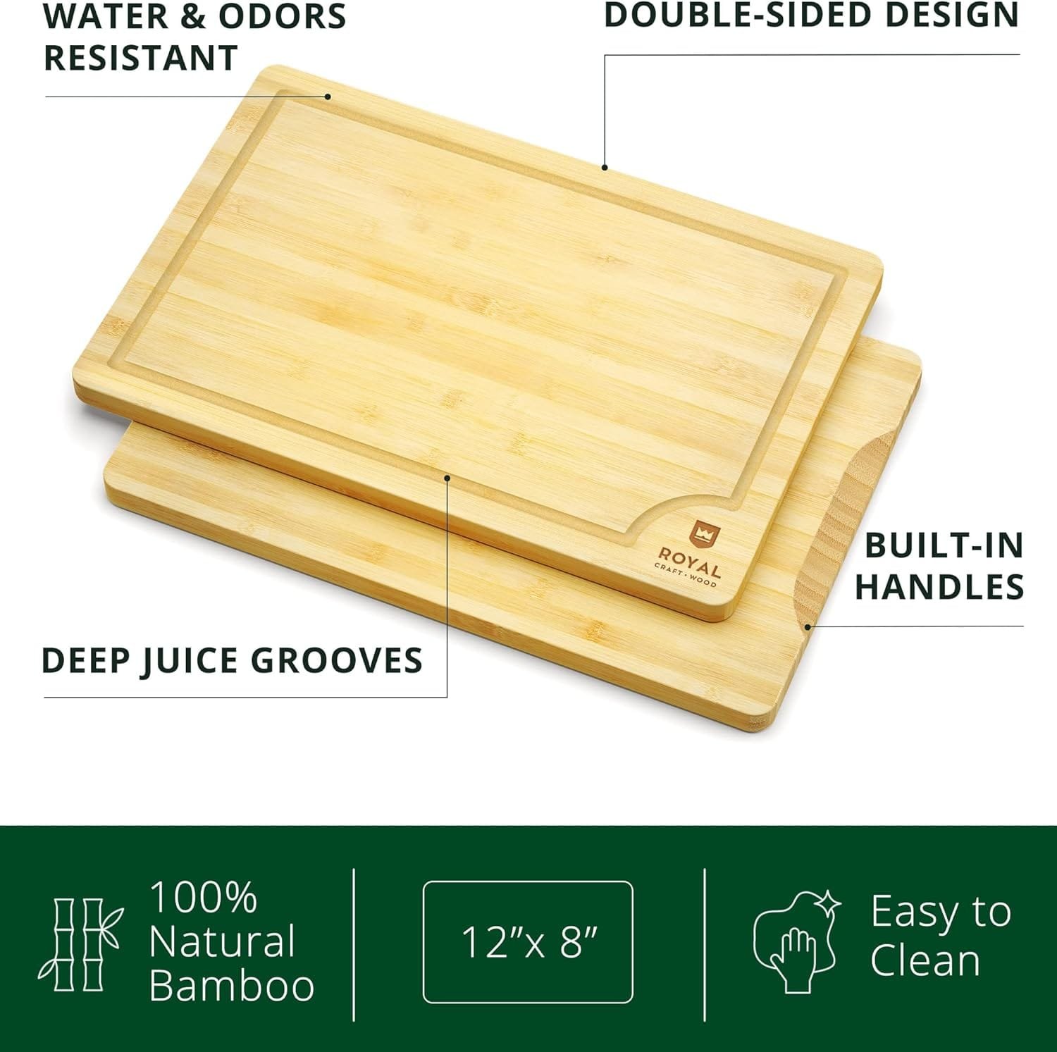 ROYAL CRAFT WOOD Extra Large Cutting Boards for Kitchen Meal Prep  Serving-Bamboo Wood Cutting Board with Deep Juice Groove - Charcuterie  Chopping Butcher Block for Meat - Gadgets Gift (XL 18x12)