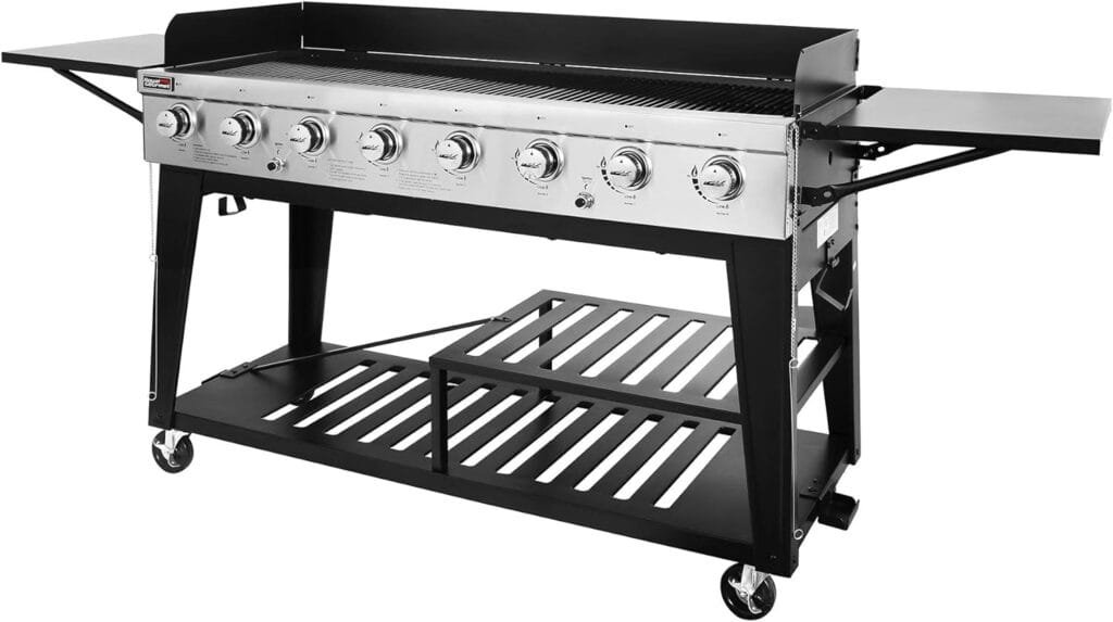 Royal Gourmet 8-Burner Gas Grill, 104,000 BTU Liquid Propane Grill, Independently Controlled Dual Systems, Outdoor Party or Backyard BBQ, Black Royal Gourmet 8-Burner Gas Grill, 104,000 BTU Liquid Propane Grill, Independently Controlled Dual Systems, Outdoor Party or Backyard BBQ, Black