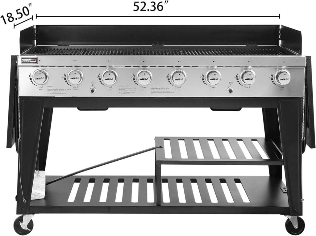 Royal Gourmet 8-Burner Gas Grill, 104,000 BTU Liquid Propane Grill, Independently Controlled Dual Systems, Outdoor Party or Backyard BBQ, Black Royal Gourmet 8-Burner Gas Grill, 104,000 BTU Liquid Propane Grill, Independently Controlled Dual Systems, Outdoor Party or Backyard BBQ, Black