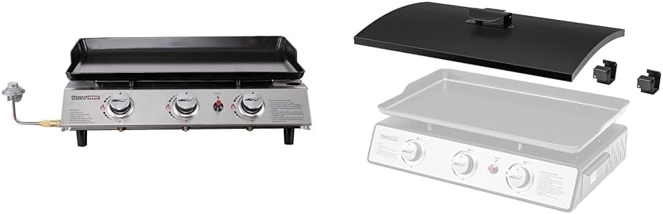 Royal Gourmet PD1302 3-Burner 26,400-BTU Portable Gas Grill Griddle, Flat Top for Outdoor Camping, Tailgating, Picnics, Silver