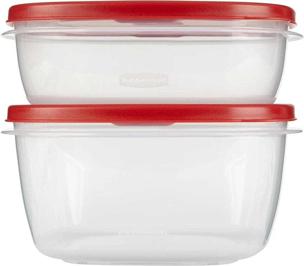 Rubbermaid 42-Piece Food Storage Containers with Lids, Salad Dressing and Condiment Containers, and Steam Vents, Microwave and Dishwasher Safe, Red (Pack of 21) Rubbermaid 42-Piece Food Storage Containers with Lids, Salad Dressing and Condiment Containers, and Steam Vents, Microwave and Dishwasher Safe, Red (Pack of 21)