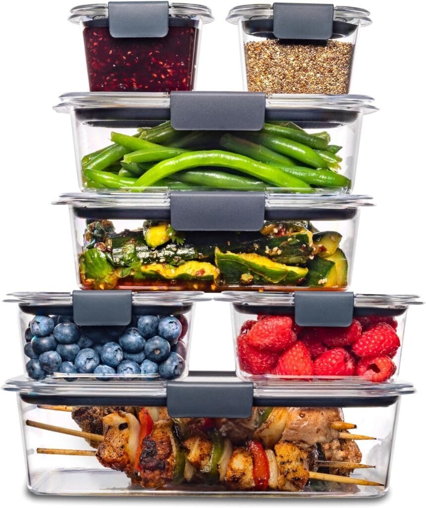 Rubbermaid Brilliance BPA Free Food Storage Containers with Lids, Airtight, for Lunch, Meal Prep, and Leftovers,Clear, Grey Set of 7 Rubbermaid Brilliance BPA Free Food Storage Containers with Lids, Airtight, for Lunch, Meal Prep, and Leftovers,Clear, Grey Set of 7