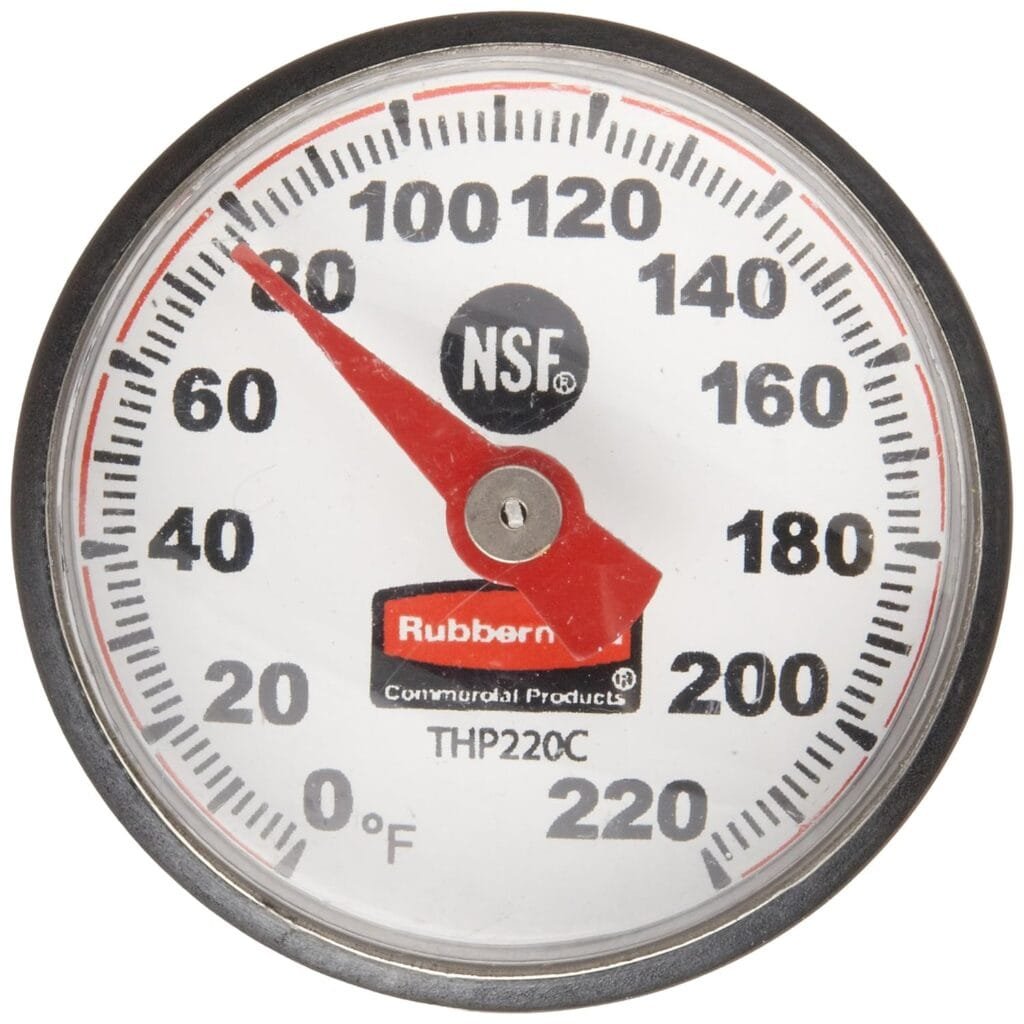 Rubbermaid Commercial Products Instant Read Thermometer, Red, Pocket Size for Meat/Food Cooking and Grilling/Oven