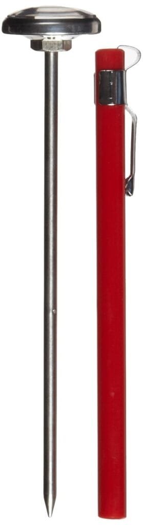 Rubbermaid Commercial Products Instant Read Thermometer, Red, Pocket Size for Meat/Food Cooking and Grilling/Oven