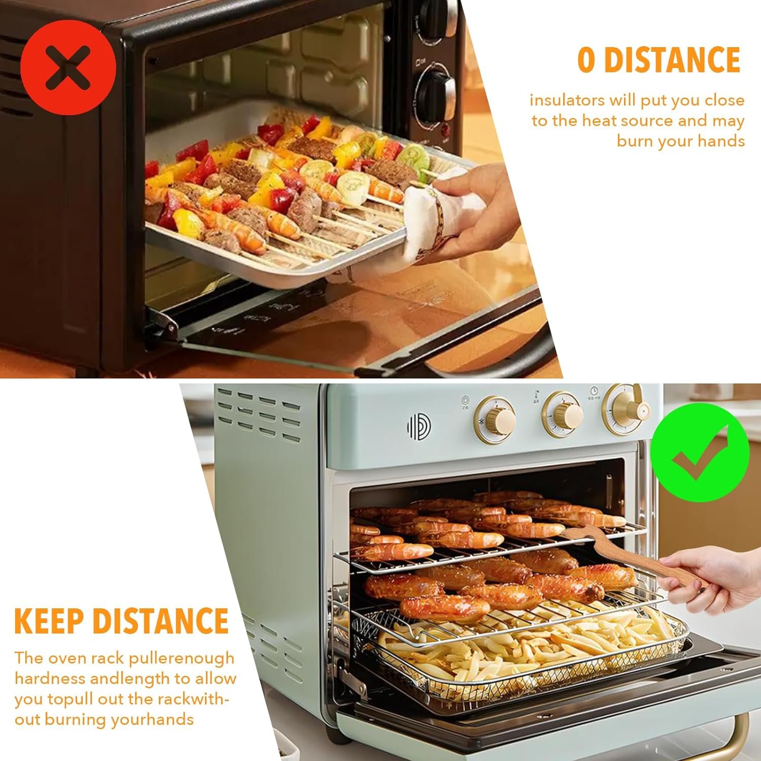 Rukinovi Easy Bake Oven Push Pull Tool,Beech Wood Oven Rack Puller,Prevent Scalding,Pull Out Hot Racks Safely,Oven Accessories Very Suitable Kitchen Oven,Toaster Oven,Air Fryer Etc(B-beech)