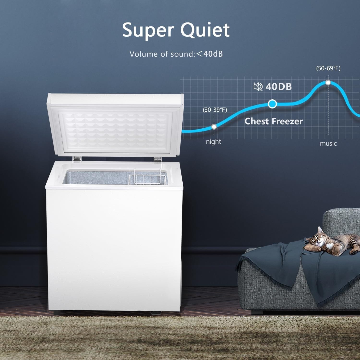 R.W.FLAME Chest Freezer 3.5 Cubic Feet with 2 Removable Baskets and Defrost Water Drain, Deep Freezer, Adjustable Temperature, Energy Saving, Top Open Door Compact Freezer (3.5 Cubic Feet, Black) R.W.FLAME Chest Freezer 3.5 Cubic Feet with 2 Removable Baskets and Defrost Water Drain, Deep Freezer, Adjustable Temperature, Energy Saving, Top Open Door Compact Freezer (3.5 Cubic Feet, Black)