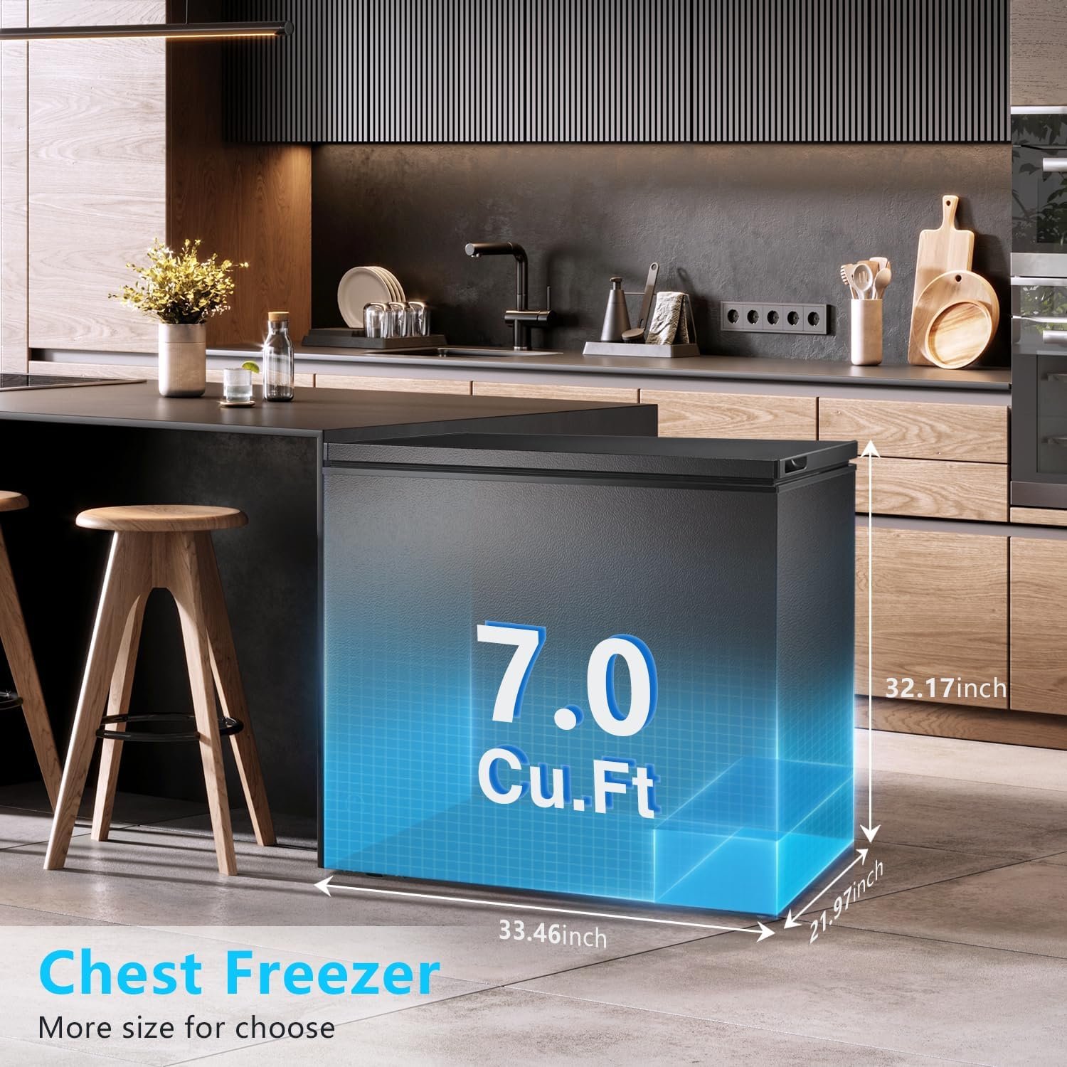 R.W.FLAME Chest Freezer 3.5 Cubic Feet with 2 Removable Baskets and Defrost Water Drain, Deep Freezer, Adjustable Temperature, Energy Saving, Top Open Door Compact Freezer (3.5 Cubic Feet, Black) R.W.FLAME Chest Freezer 3.5 Cubic Feet with 2 Removable Baskets and Defrost Water Drain, Deep Freezer, Adjustable Temperature, Energy Saving, Top Open Door Compact Freezer (3.5 Cubic Feet, Black)