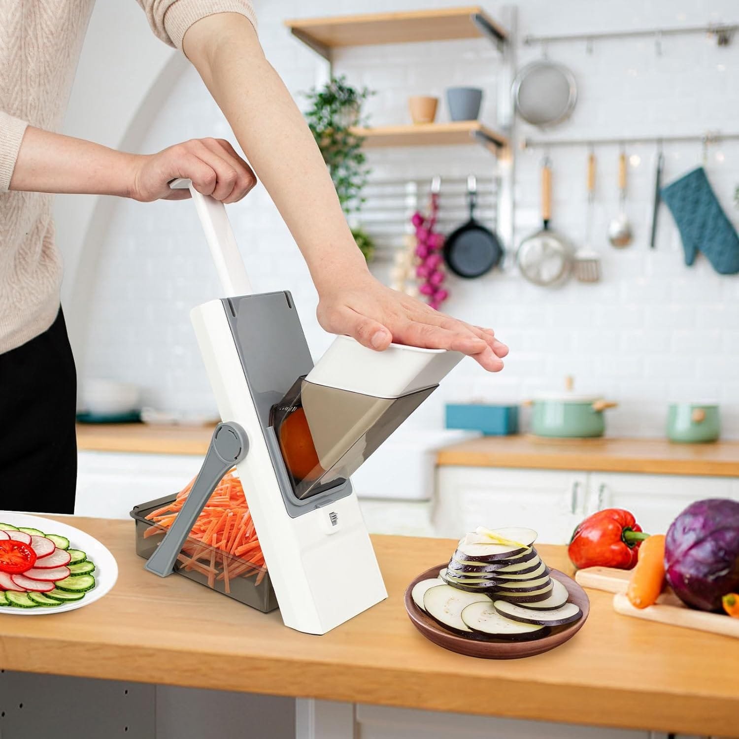 Safe Mandoline Food Slicer for Kitchen - 5in1 Multifunctional Chopper Vegetable Cutter for Fast Meal - French Fry Cutter Julienne Dicer for Vegetables Safe Mandoline Food Slicer for Kitchen - 5in1 Multifunctional Chopper Vegetable Cutter for Fast Meal - French Fry Cutter Julienne Dicer for Vegetables