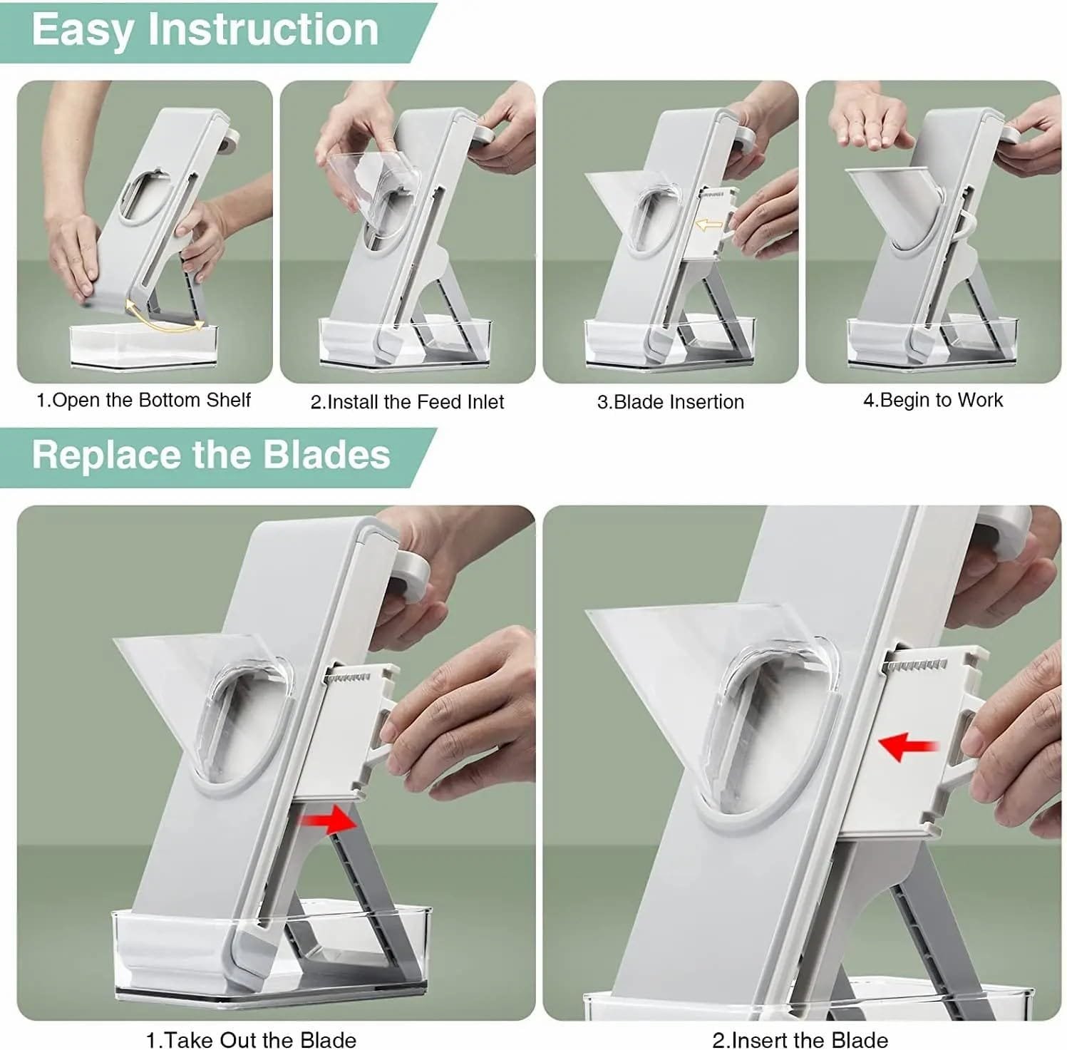 Safe Mandoline Slicer for Kitchen,Vegetable Chopper with Container and Lid,Adjustable Mandoline Slicer,4in1 Vegetable Chopper,Arrot 、Banana、Apple、Lemon、Fries slicer (Grey Blue) Safe Mandoline Slicer for Kitchen,Vegetable Chopper with Container and Lid,Adjustable Mandoline Slicer,4in1 Vegetable Chopper,Arrot 、Banana、Apple、Lemon、Fries slicer (Grey Blue)