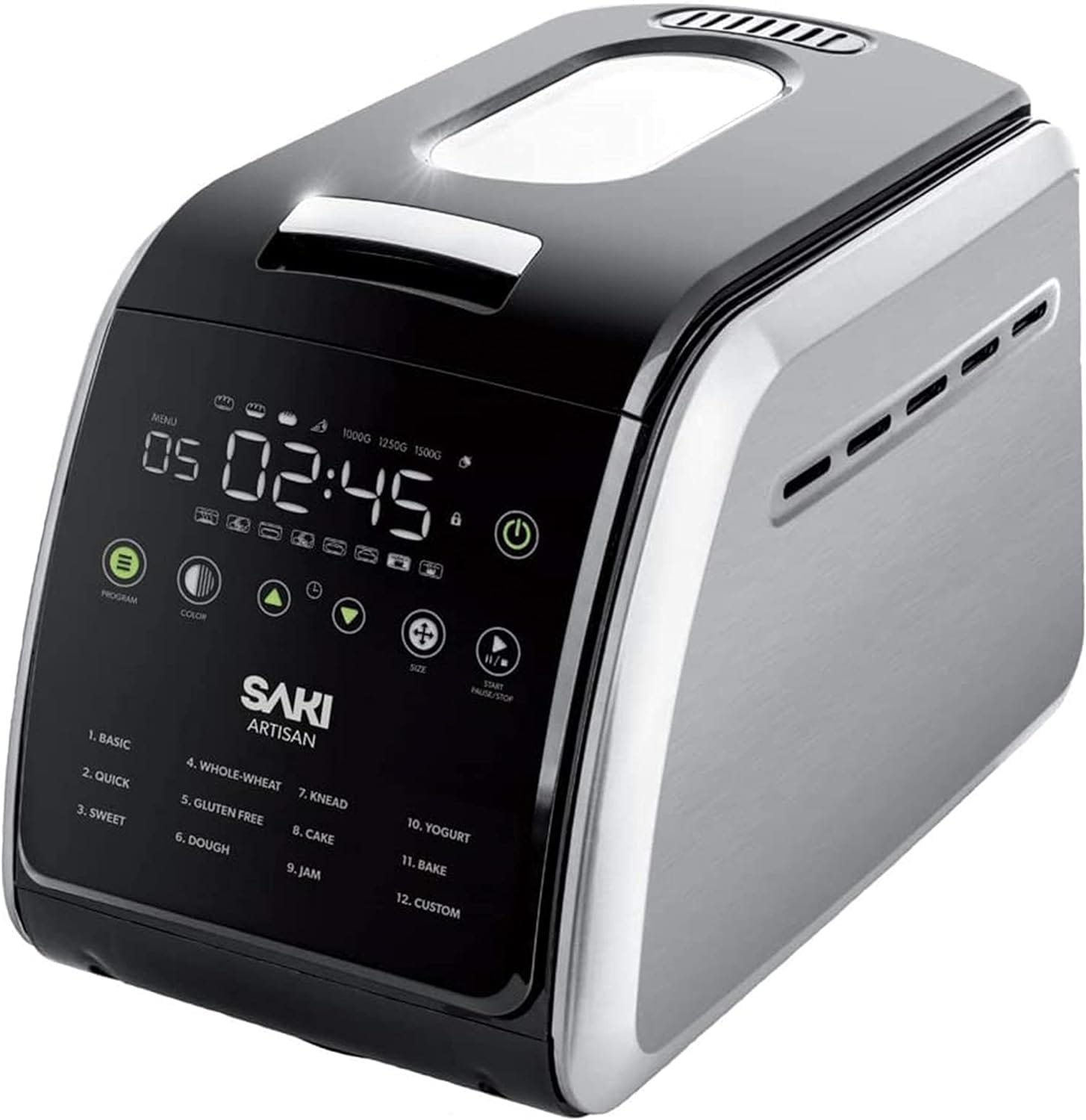 SAKI 3 LB Large Bread Maker Machine, 12-in-1 Programmable Large Bread Machine, with Nonstick Ceramic Bread Pan  Large Digital Touch Panel, 3 Loaf Sizes with 3 Crust Colors Options, Keep Warm Mode SAKI 3 LB Large Bread Maker Machine, 12-in-1 Programmable Large Bread Machine, with Nonstick Ceramic Bread Pan  Large Digital Touch Panel, 3 Loaf Sizes with 3 Crust Colors Options, Keep Warm Mode