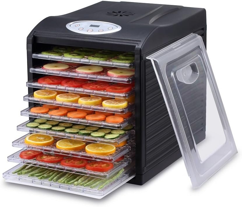 Samson Silent 9 Tray Dehydrator with Digital Timer and Temperature Control for Fruit, Vegetables, Beef Jerky, Herbs, Dog Treats, Fruit Leathers and More